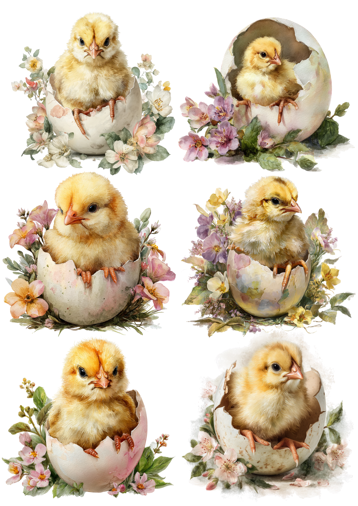 Rice Paper For Decoupage Hatching Chicken Collage Cat. No. 5675