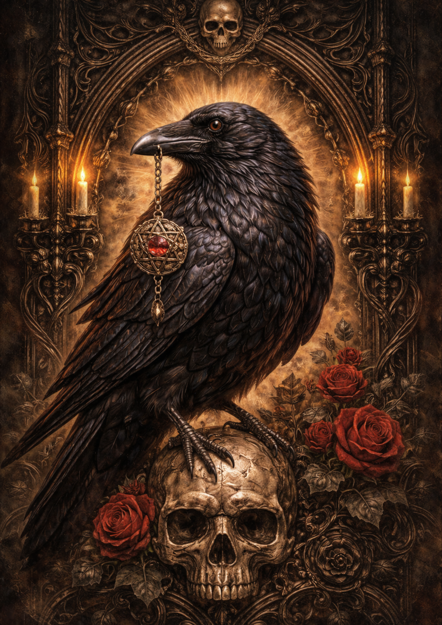 Rice Paper For Decoupage Gothic Raven With Talisman Full Cat. No. 5733