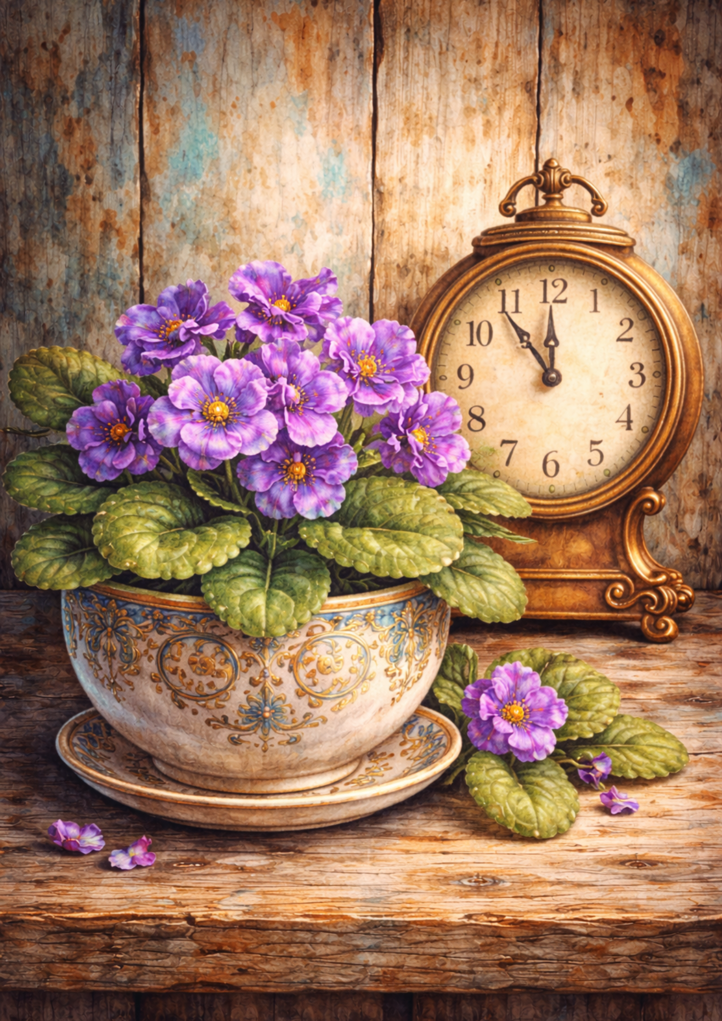 Rice Paper For Decoupage Clock And Flowers Full Cat. No. 5775