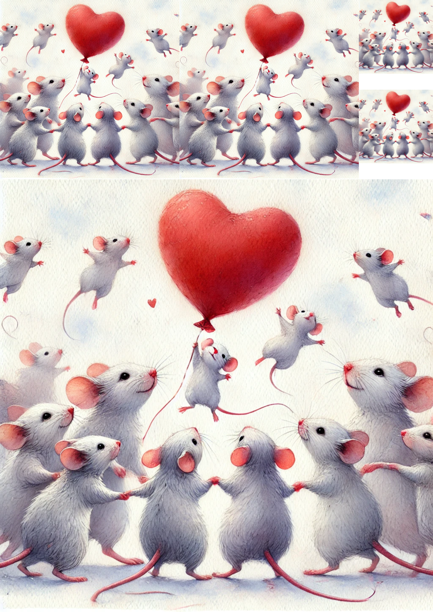 Rice Paper for Decoupage Mouse with Heart Collage Cat. No. 5808