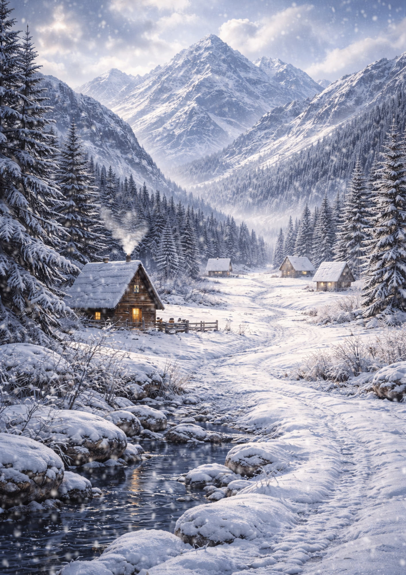 Rice Paper For Decoupage Mountains in Winter Full Cat. No. 8388