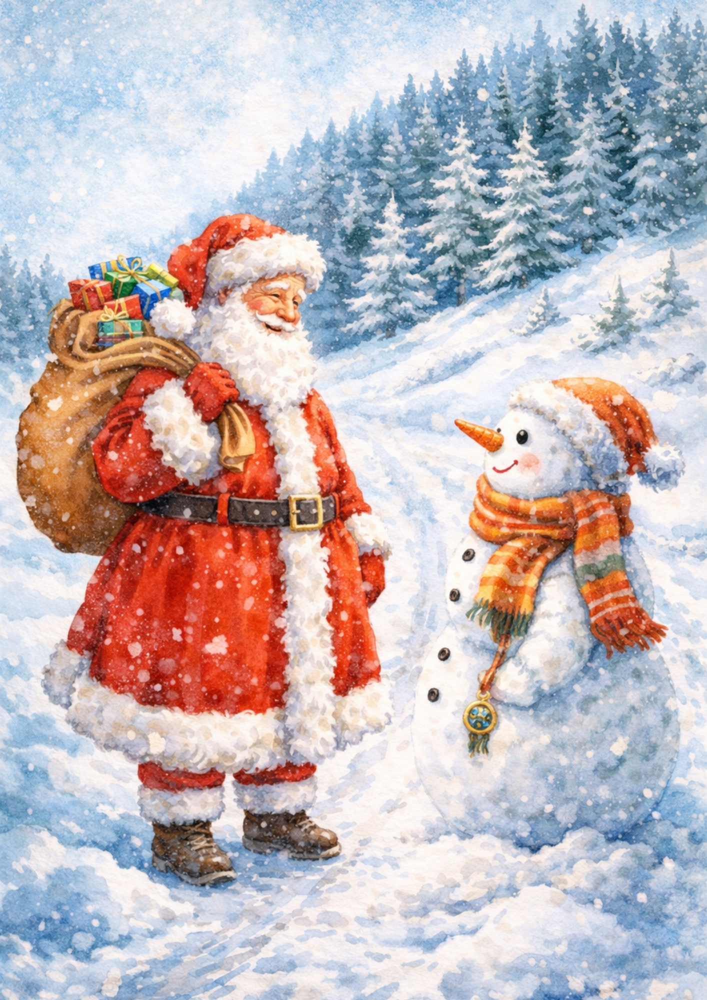 Rice Paper For Decoupage Santa Claus And Snowman Full Cat. No. 8436