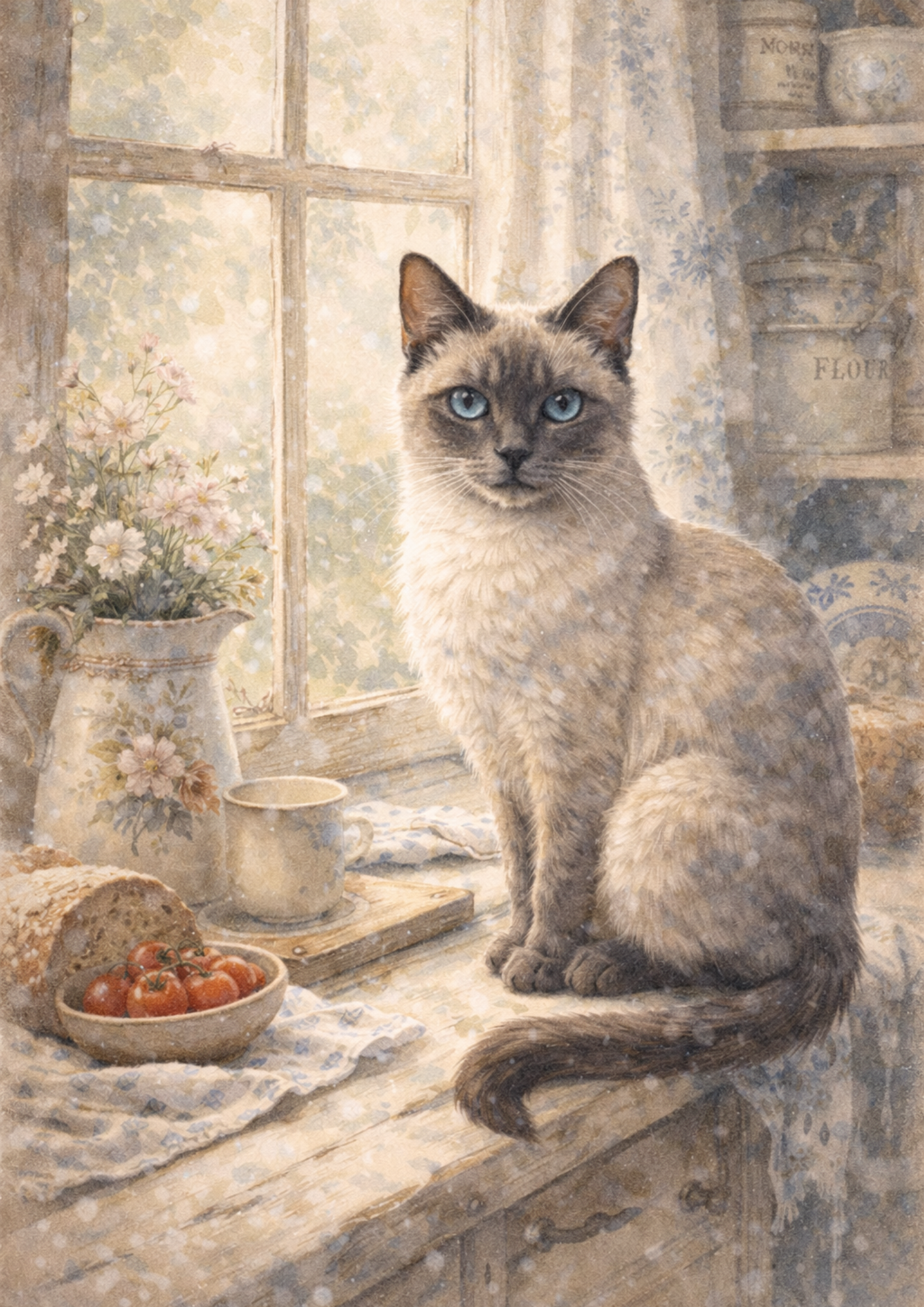 Rice Paper For Decoupage Cat On The Windowsill Full Cat. No. 8446