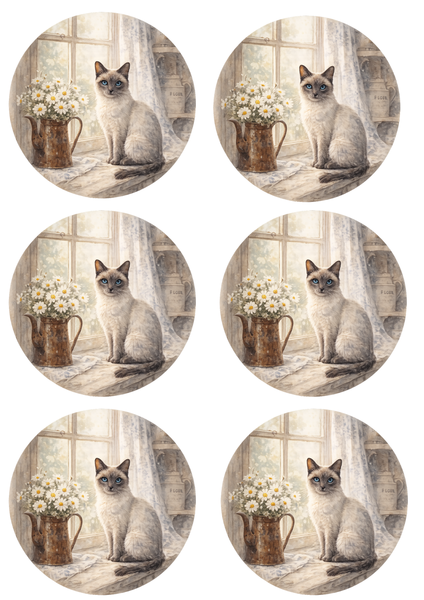 Rice Paper For Decoupage Cat On The Windowsill Collage Cat. No. 8449