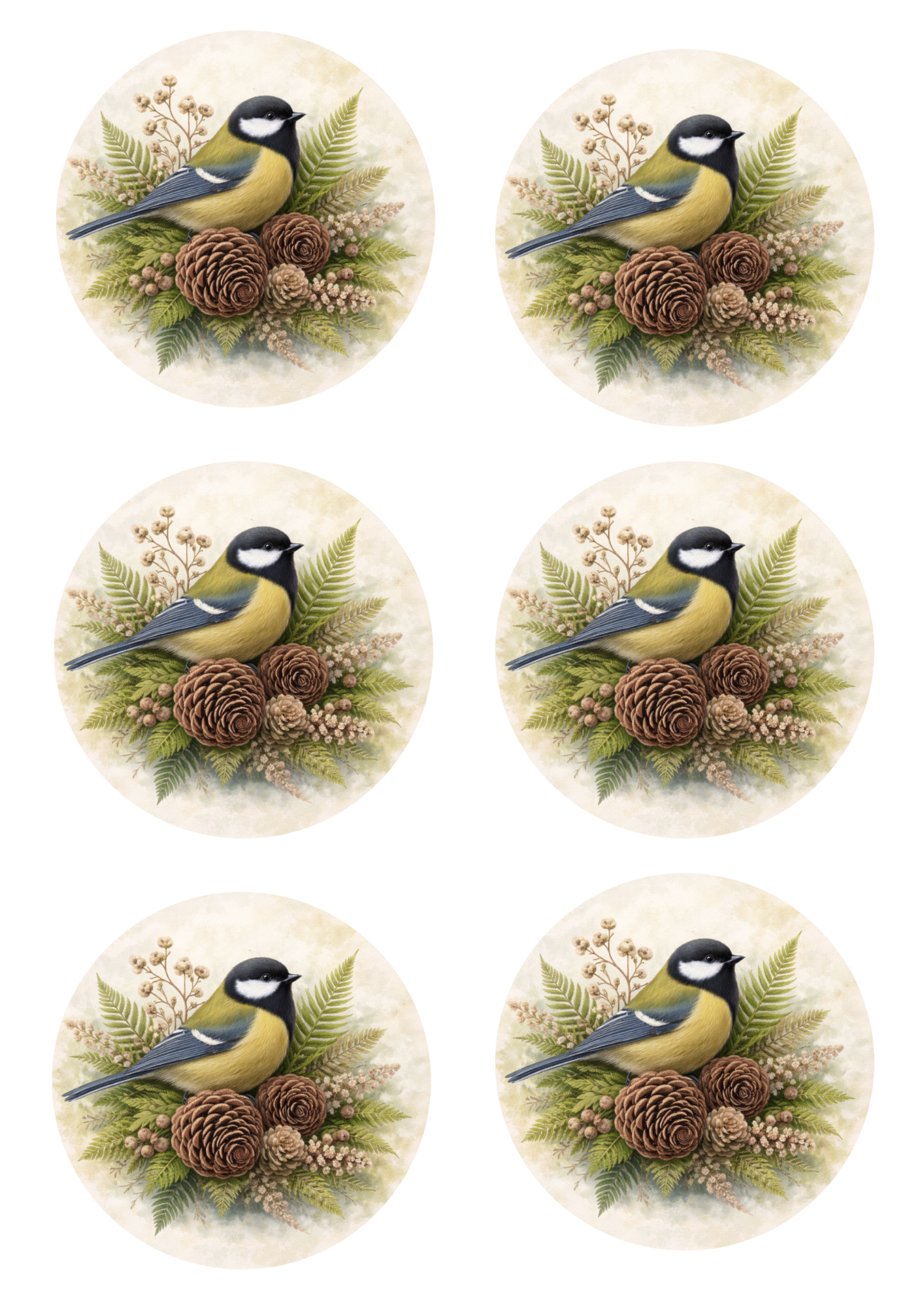 Rice Paper For Decoupage Titmouse on a Decoration Collage Cat. No. 8454