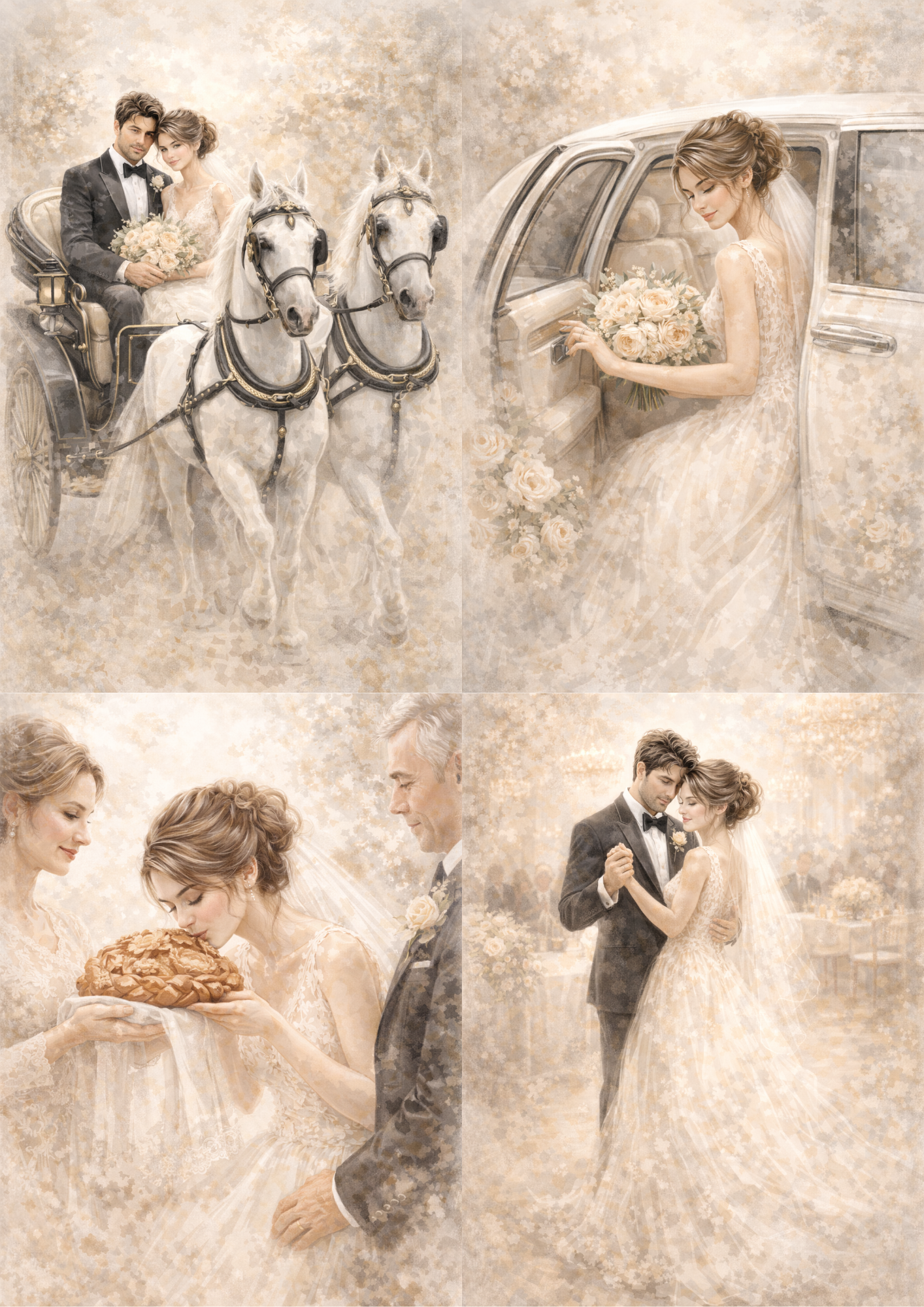 Rice Paper For Decoupage Young Married Couple Collage Cat. No. 8468