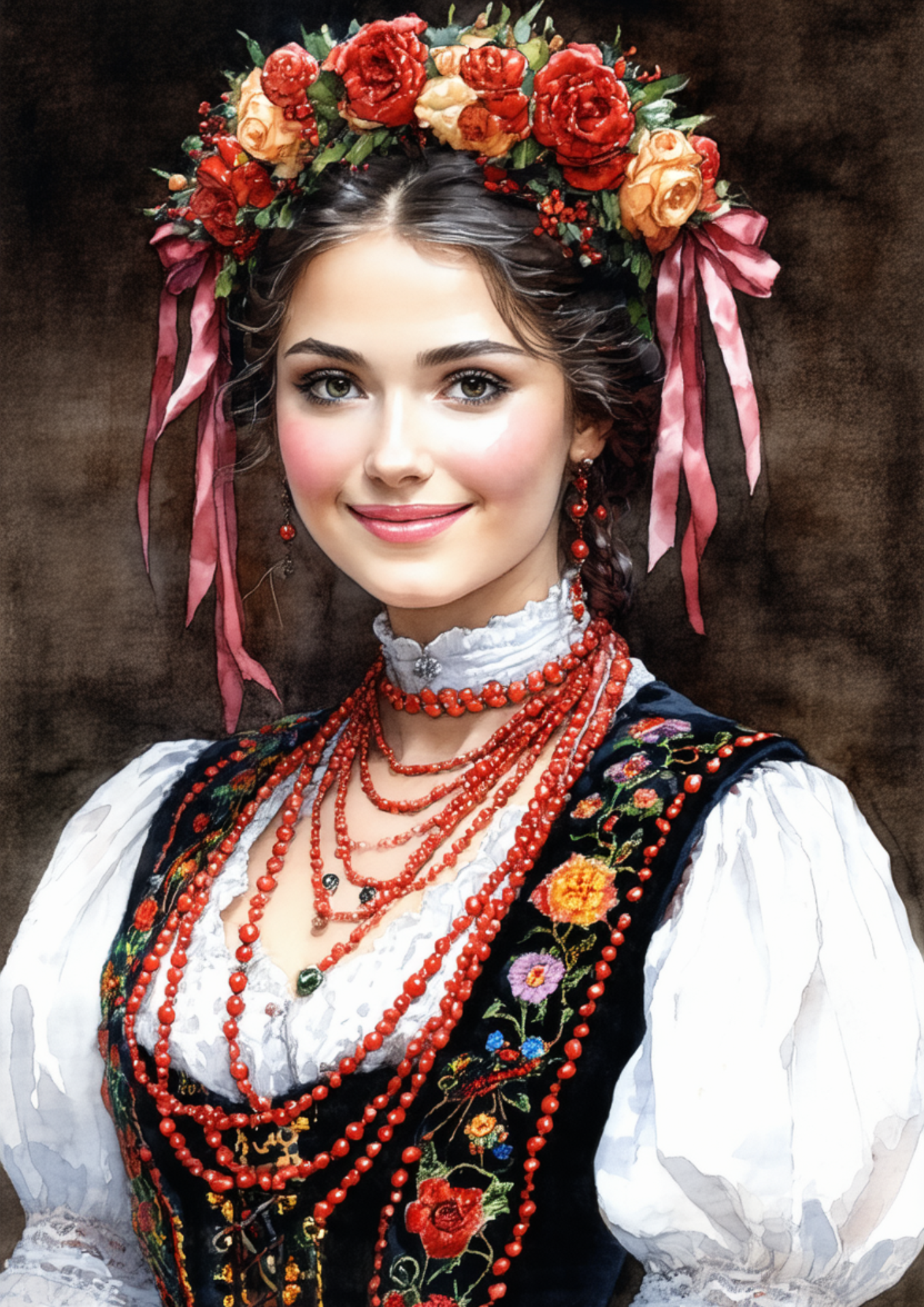Rice Paper For Decoupage Woman In Traditional Costume From Krakow Full Cat. No. 8574