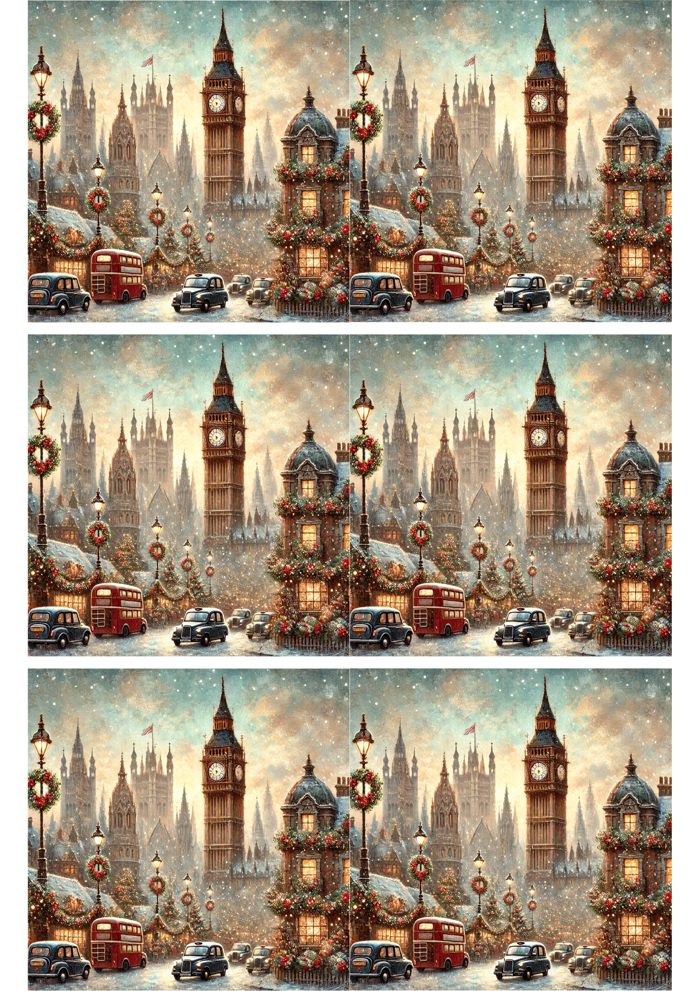 Rice Paper For Decoupage Big Ben Christmas Time 3 Collage Cat. No. 2805