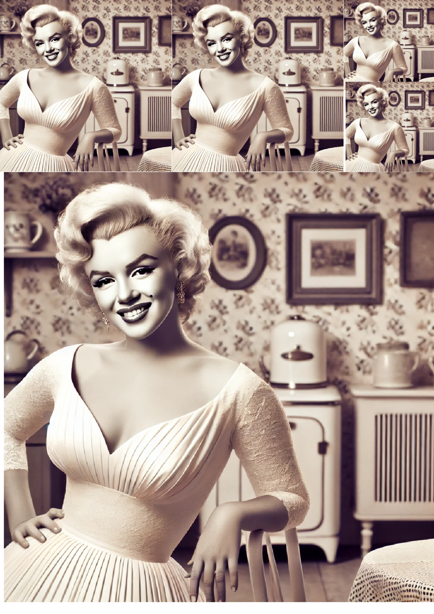 Rice Paper for Decoupage Marilyn Monroe In White Dress Collage Cat. No. 1345