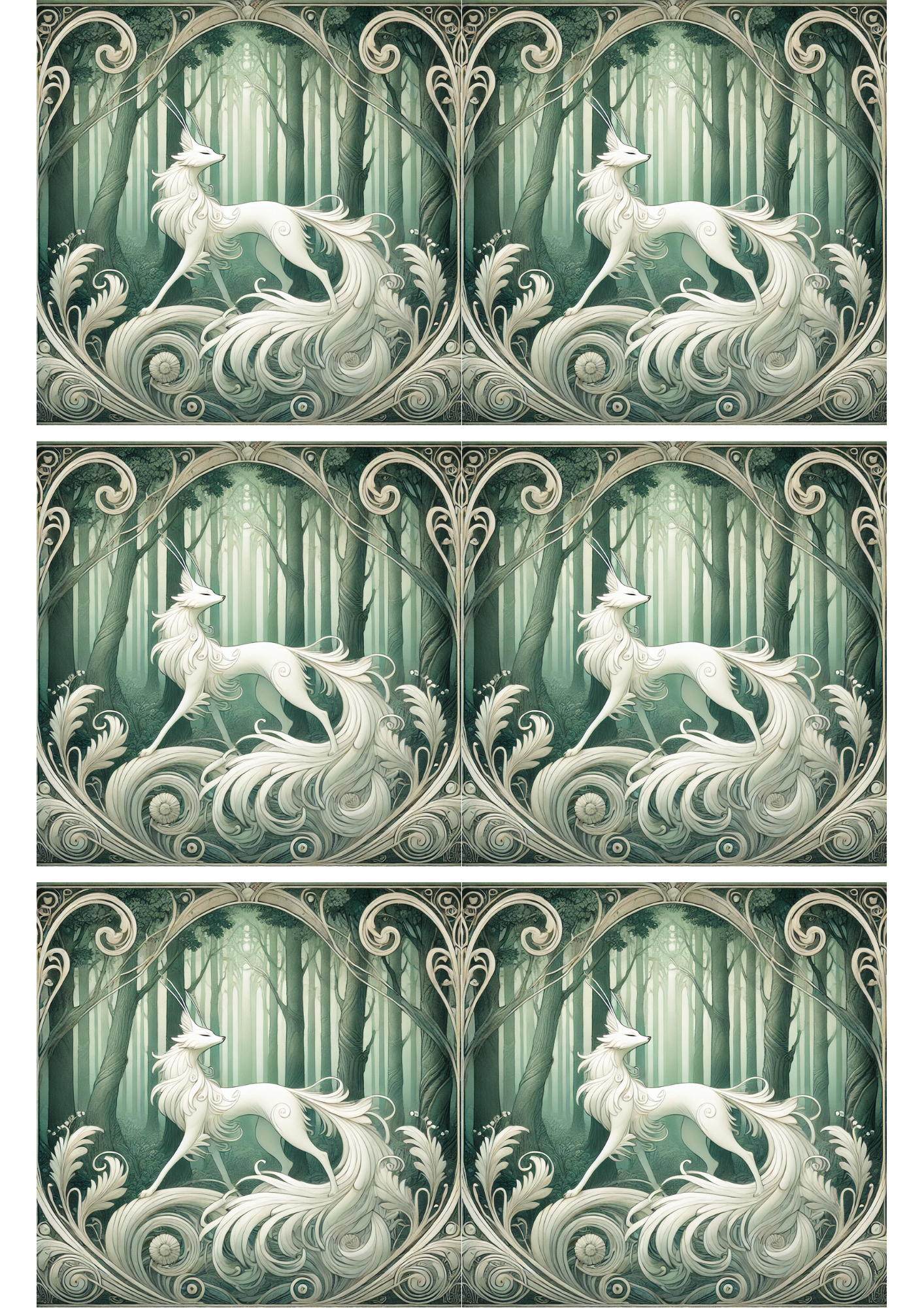 Rice Paper for Decoupage Art Nouveau Fox Collage Cat. No. 1730
