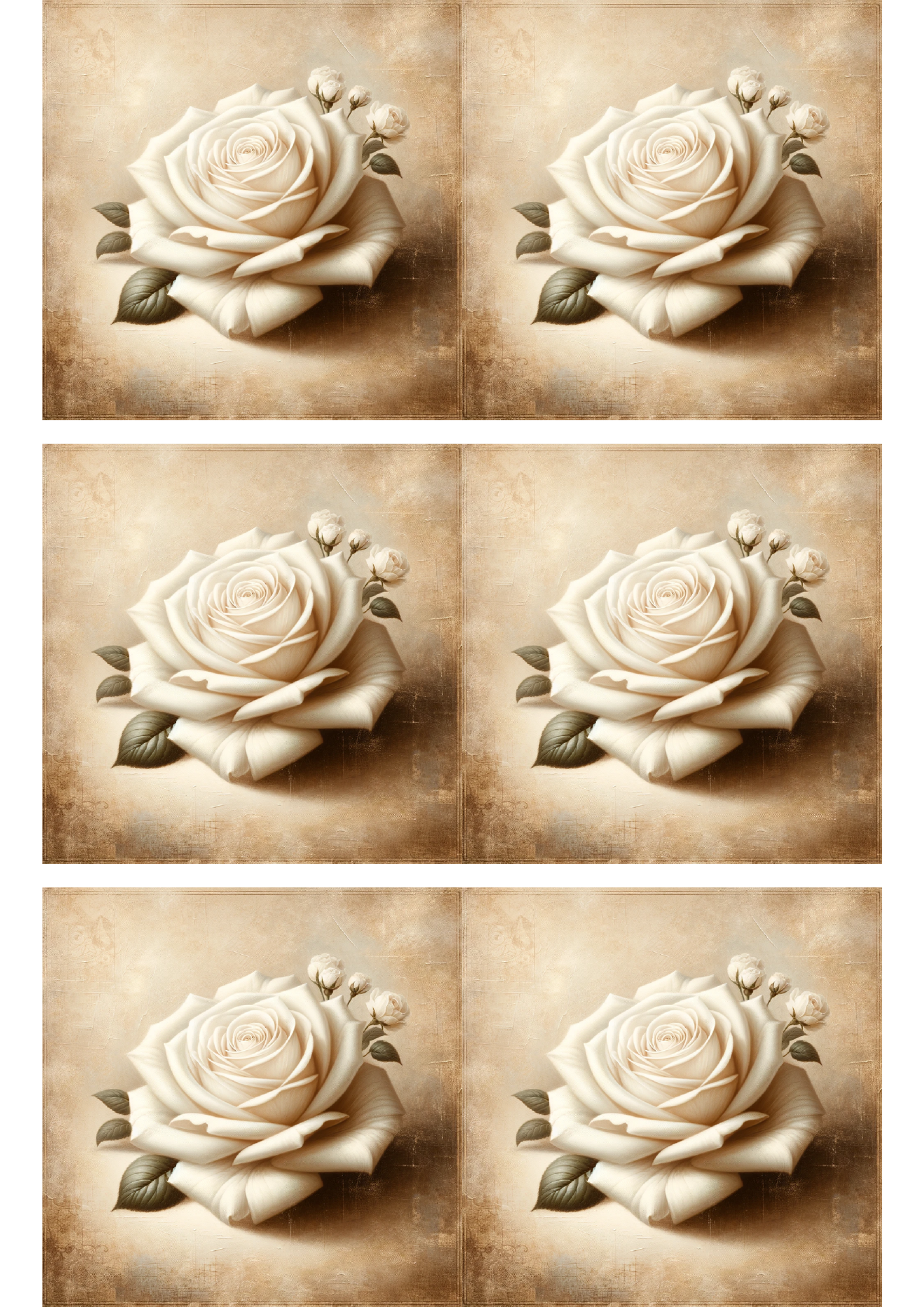 Papel de arroz para decoupage Collage vintage de rosas blancas N.º de catálogo 1666