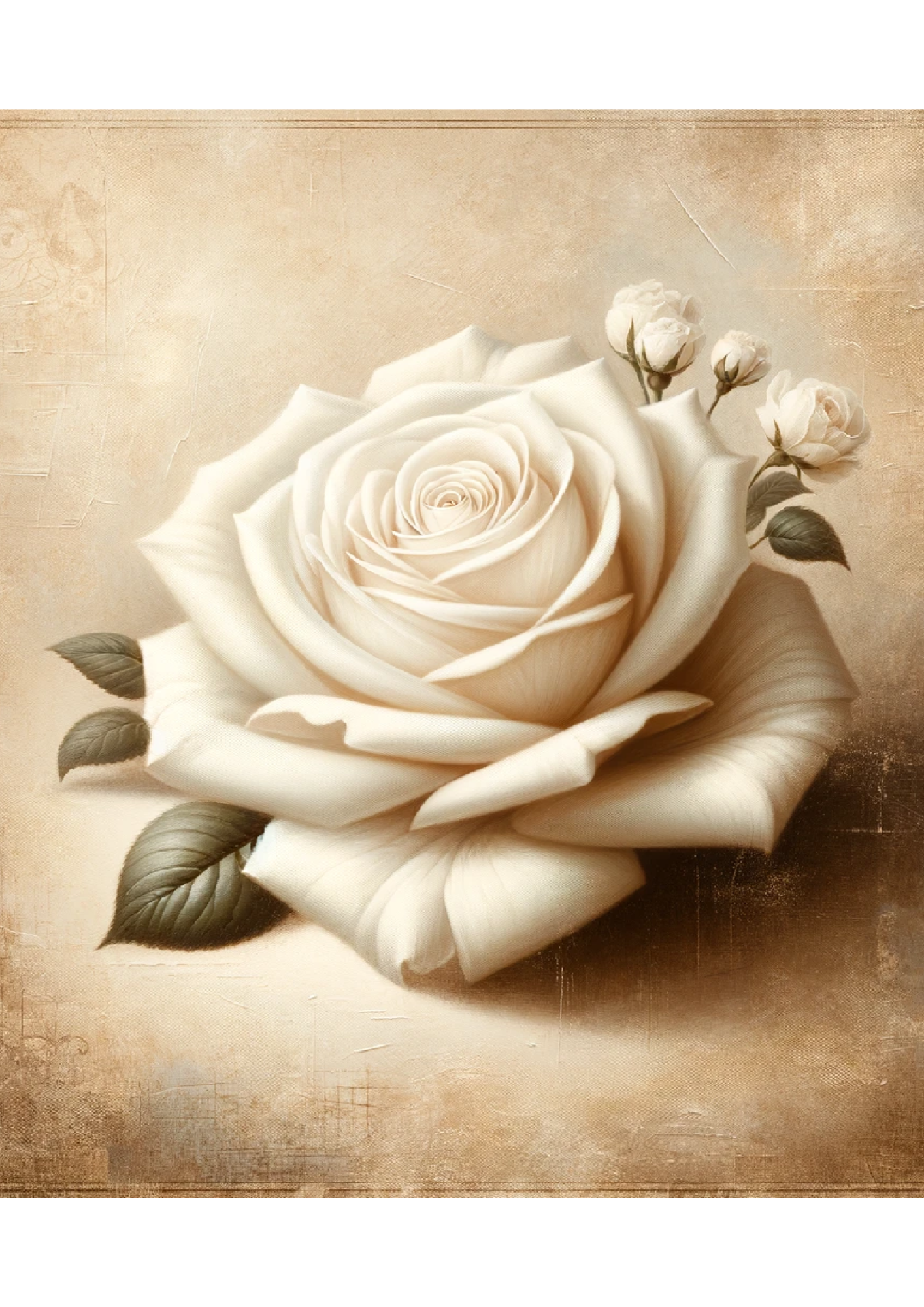 Rice Paper for Decoupage White Rose Vintage Full Cat. No. 1667