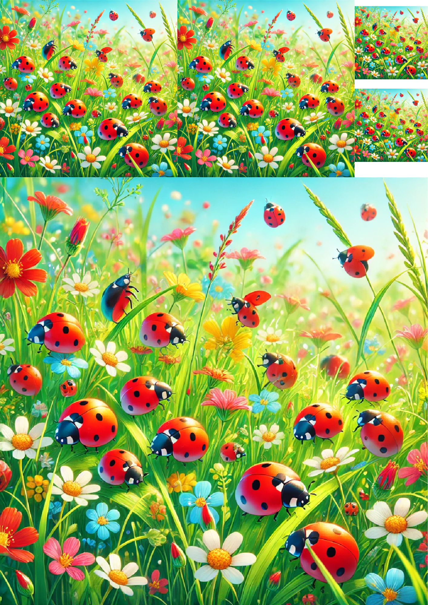Rice Paper for Decoupage Ladybugs Collage Cat. No. 1425
