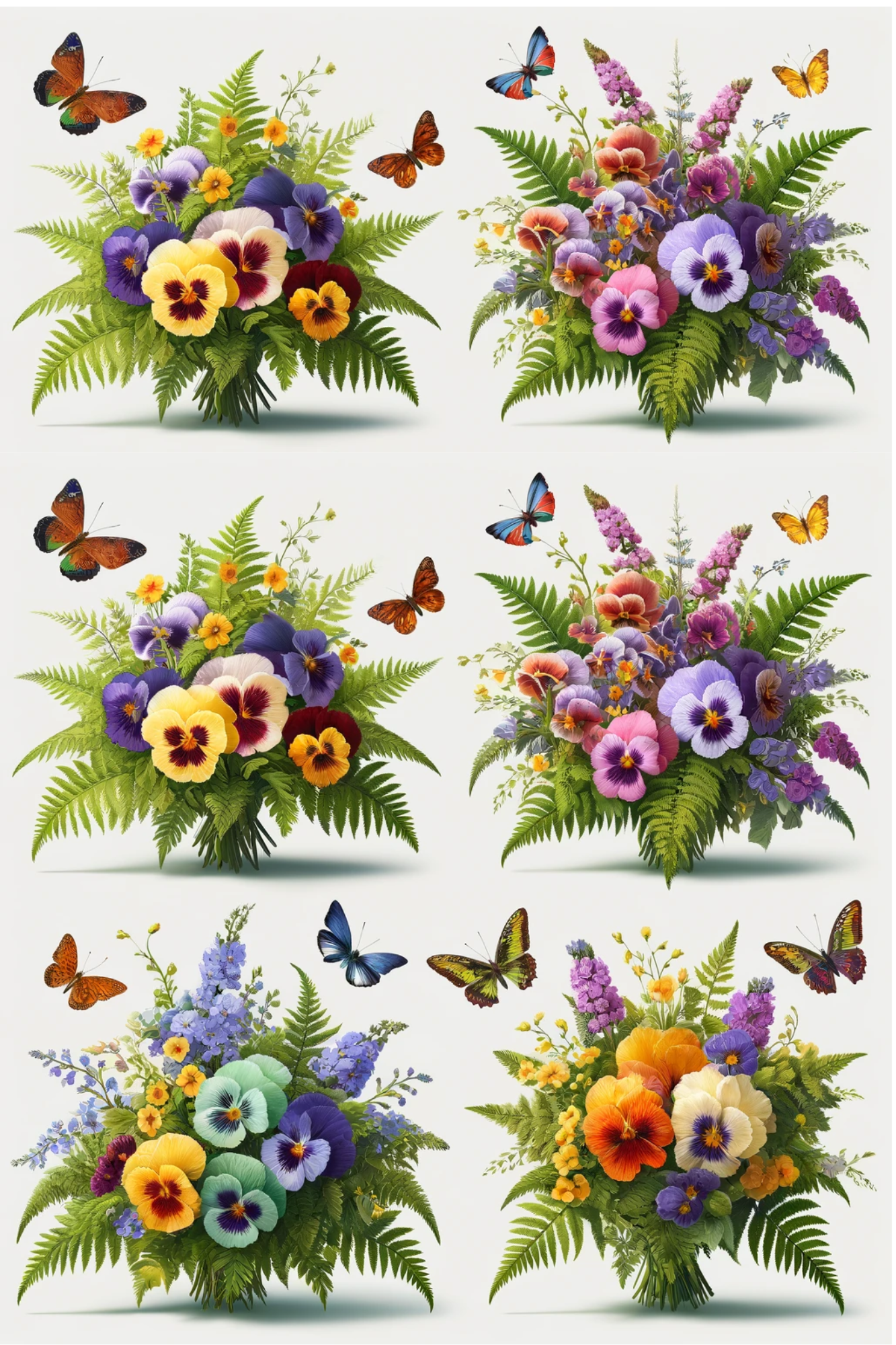 Reispapier für Decoupage Stiefmütterchen mit Schmetterlingen, Kat. Nr. 444