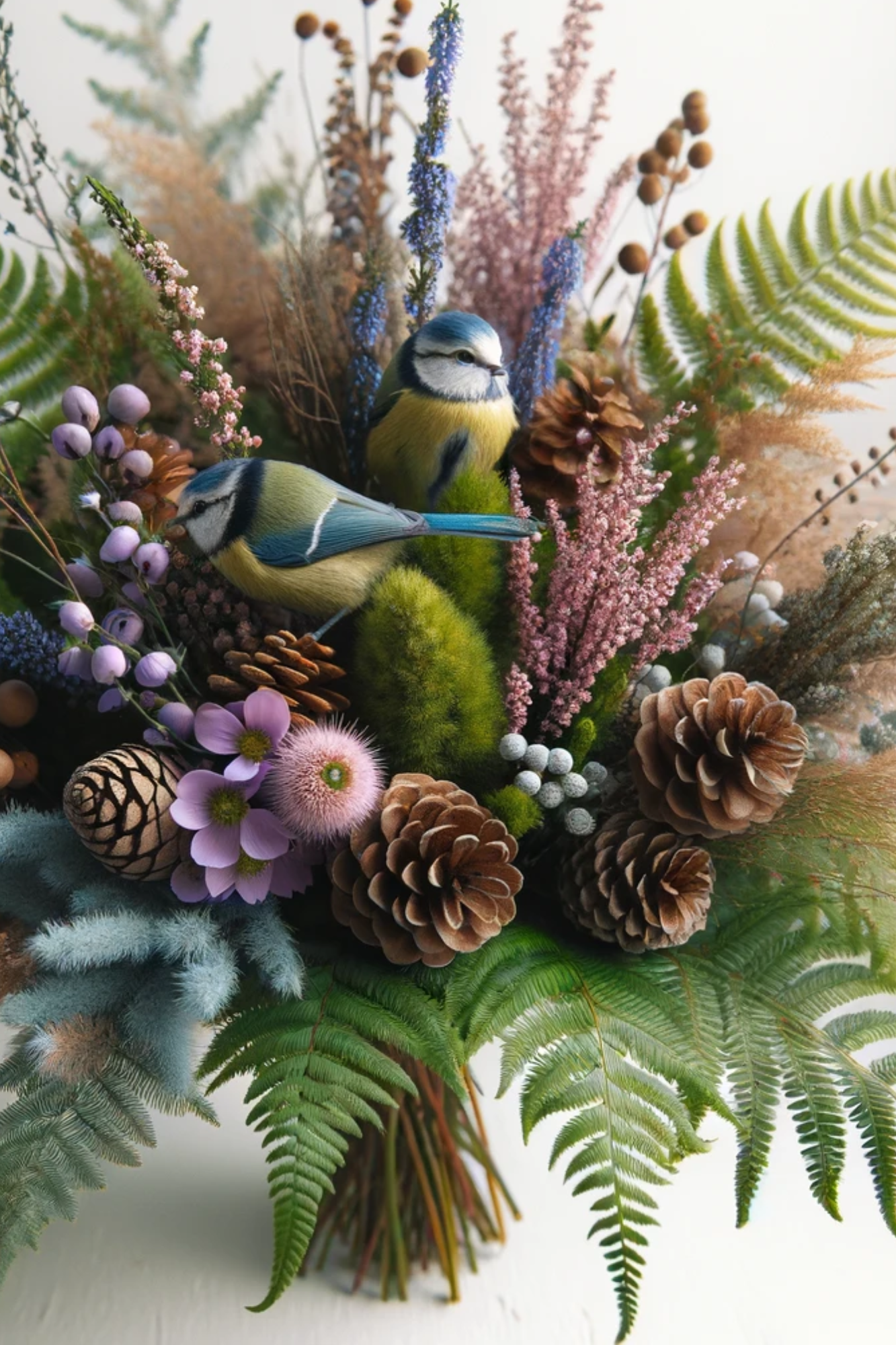 Rice Paper For Decoupage Winter Bouquet Blue Titmice Full Cat No. 453