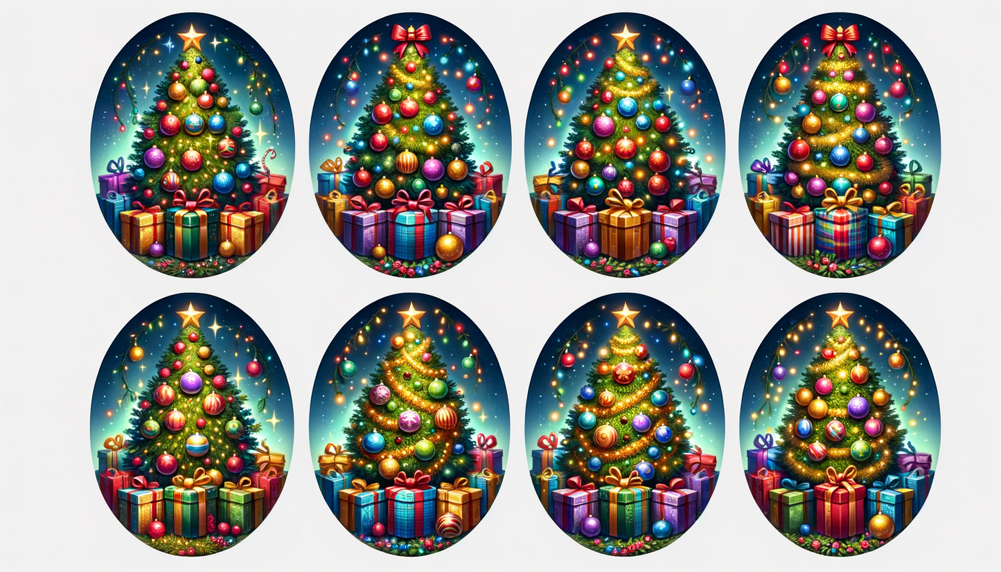 Rice Paper For Decoupage Christmas Trees Ovals Cat. No. 97