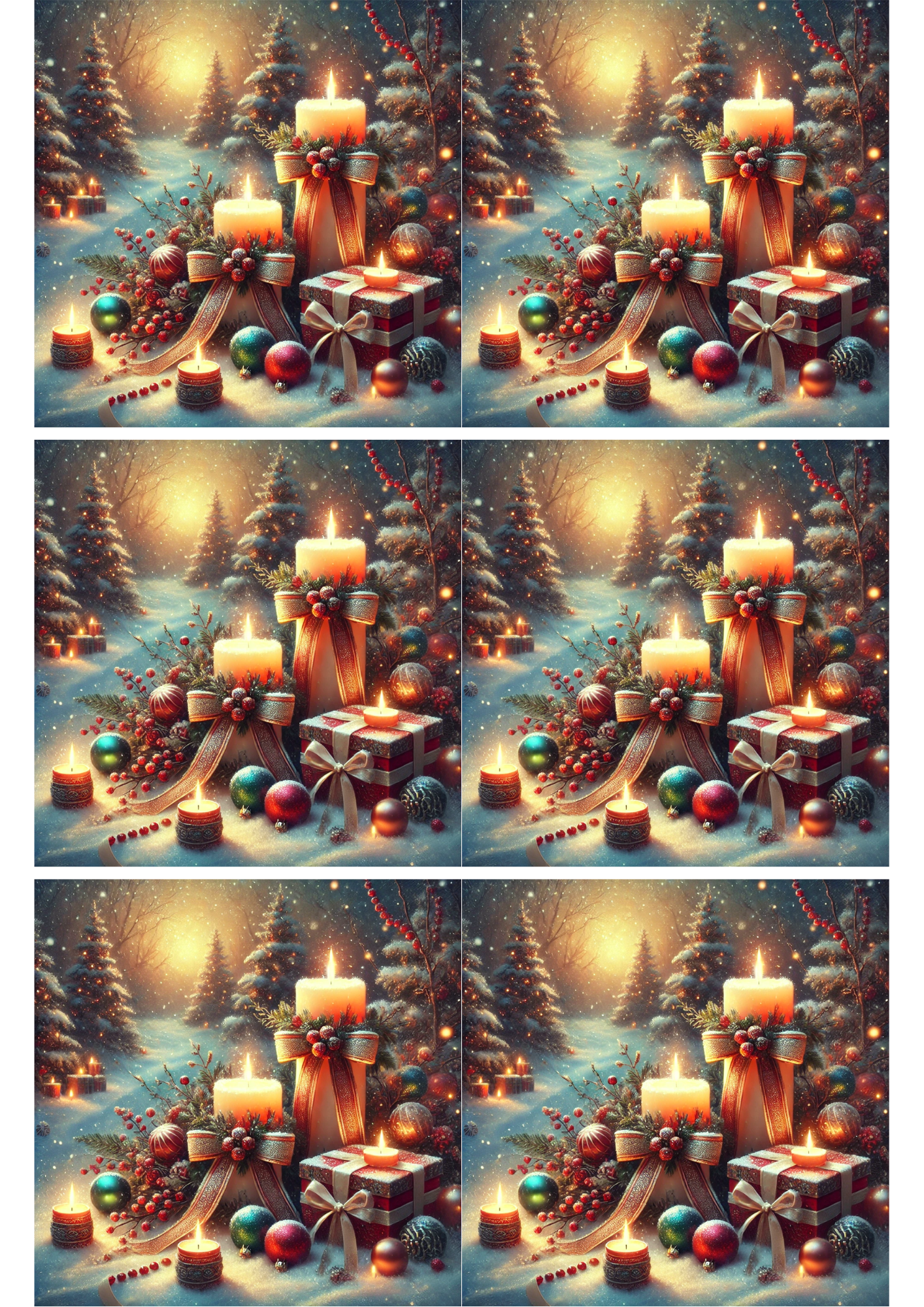 Collage de velas navideñas con papel de arroz para decoupage, n.º de cat. 1793