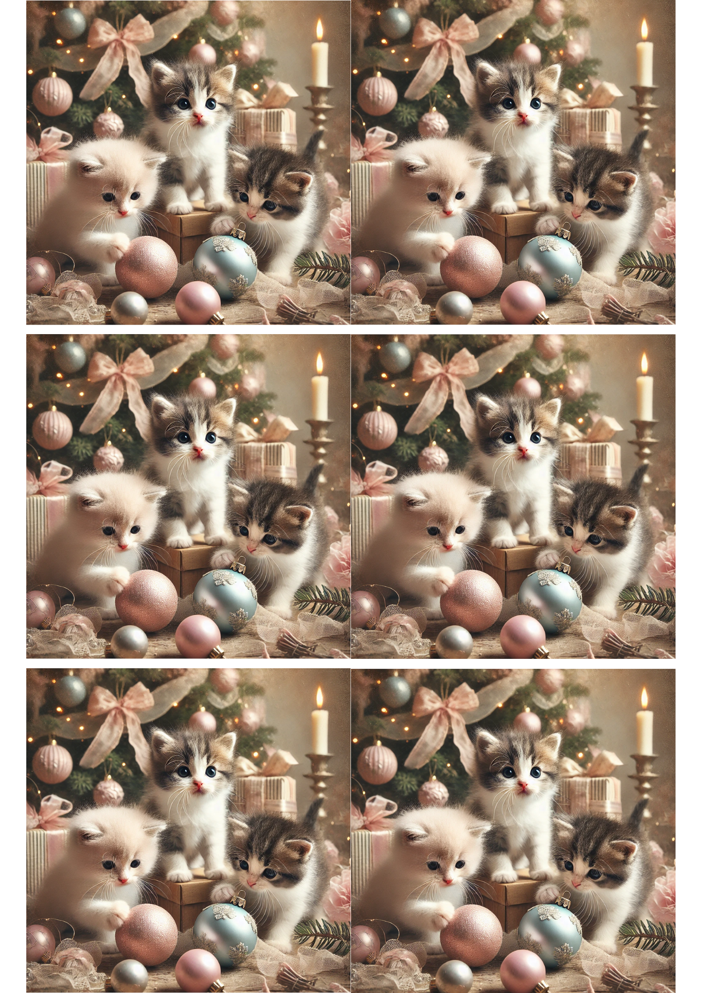 Rice Paper for Decoupage Christmas Cat Collage Cat. No. 1860