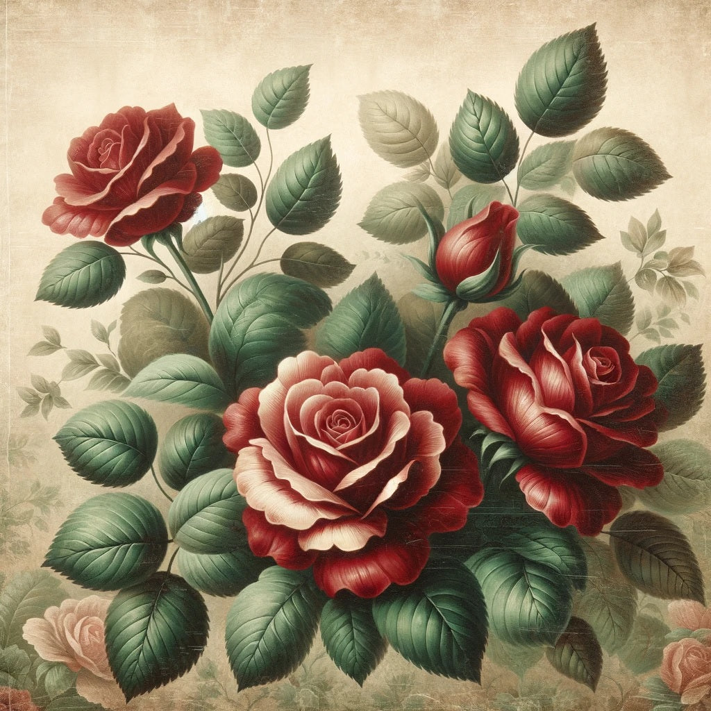 Rice Paper for Decoupage Red Roses Vinatge Cat. No. 77