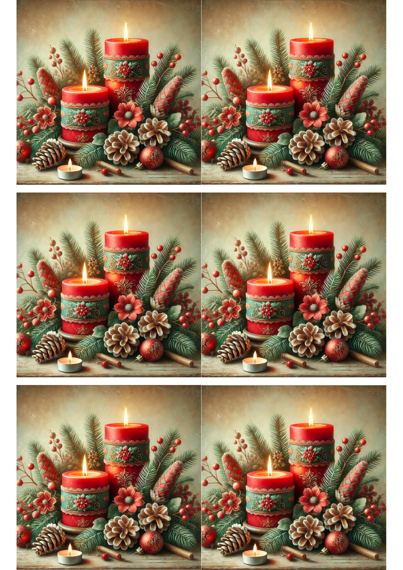 Collage de velas rojas con papel de arroz para decoupage, n.º de cat. 2815