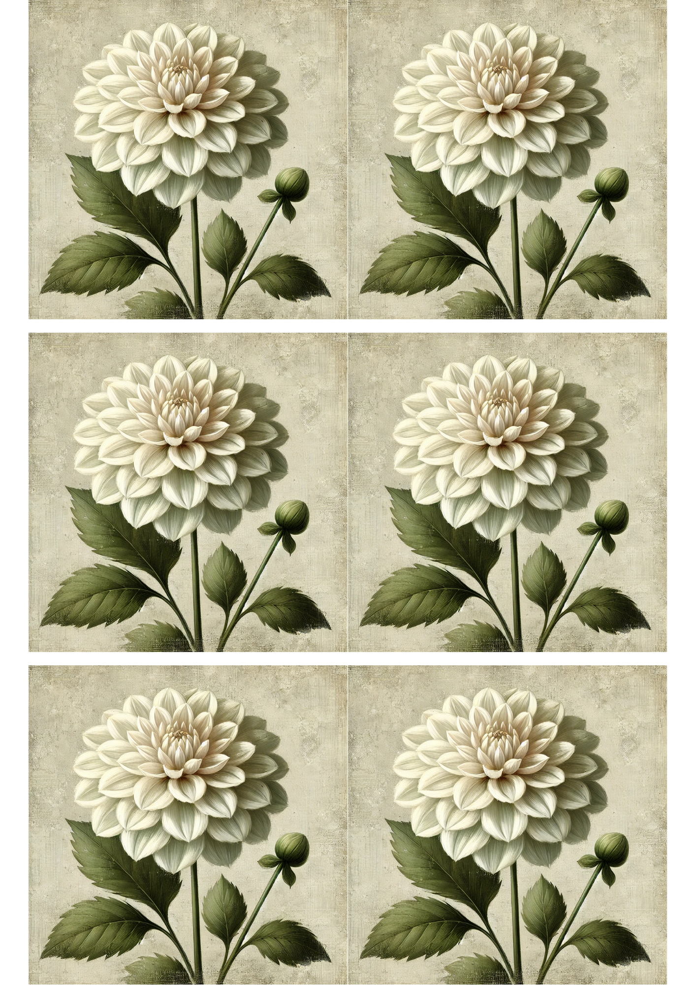 Rice Paper For Decoupage Dahlia Flower On White Background Collage Cat. No. 2977