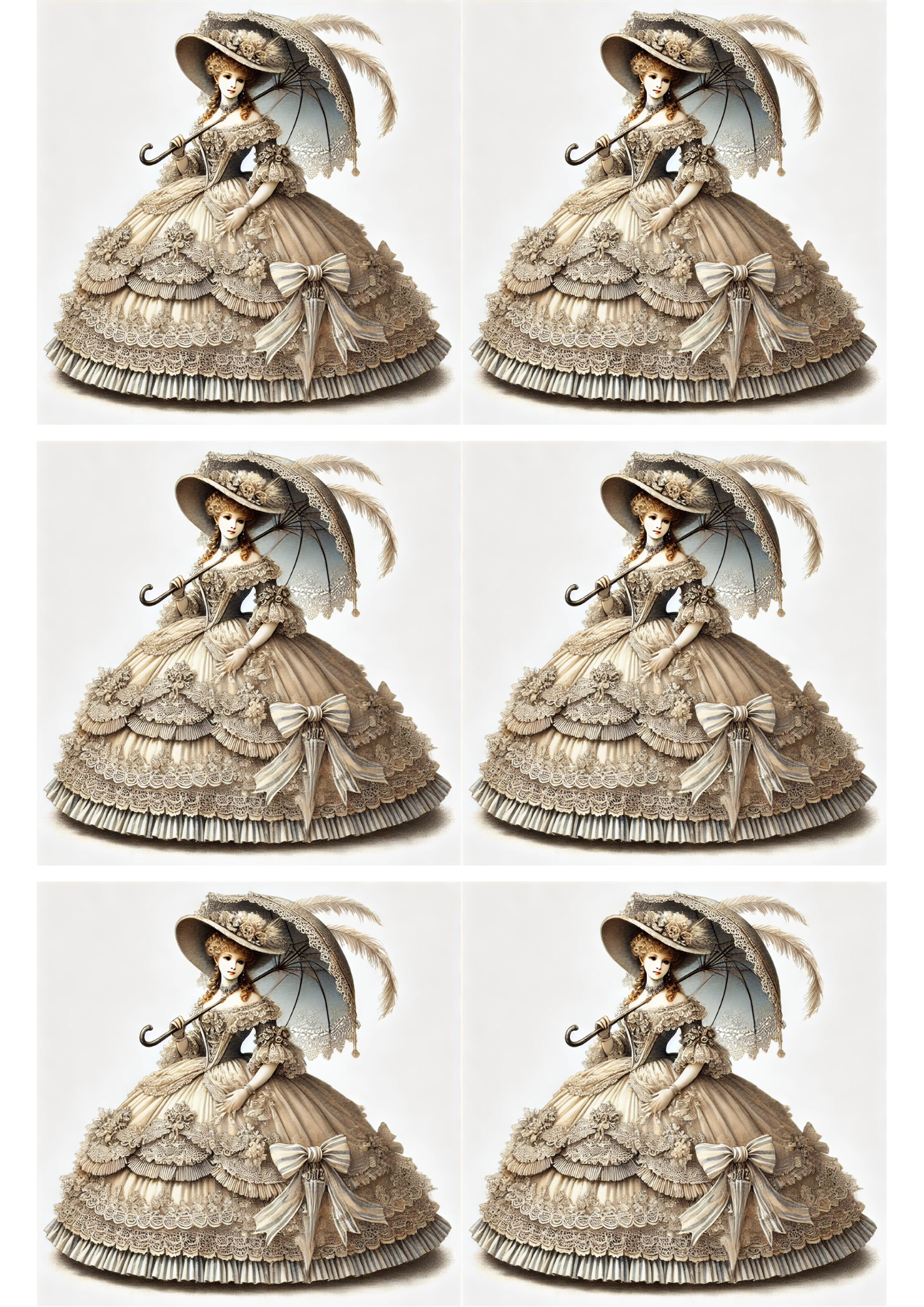 Rice Paper for Decoupage 19th Century Lady Collage Cat. No. 1809