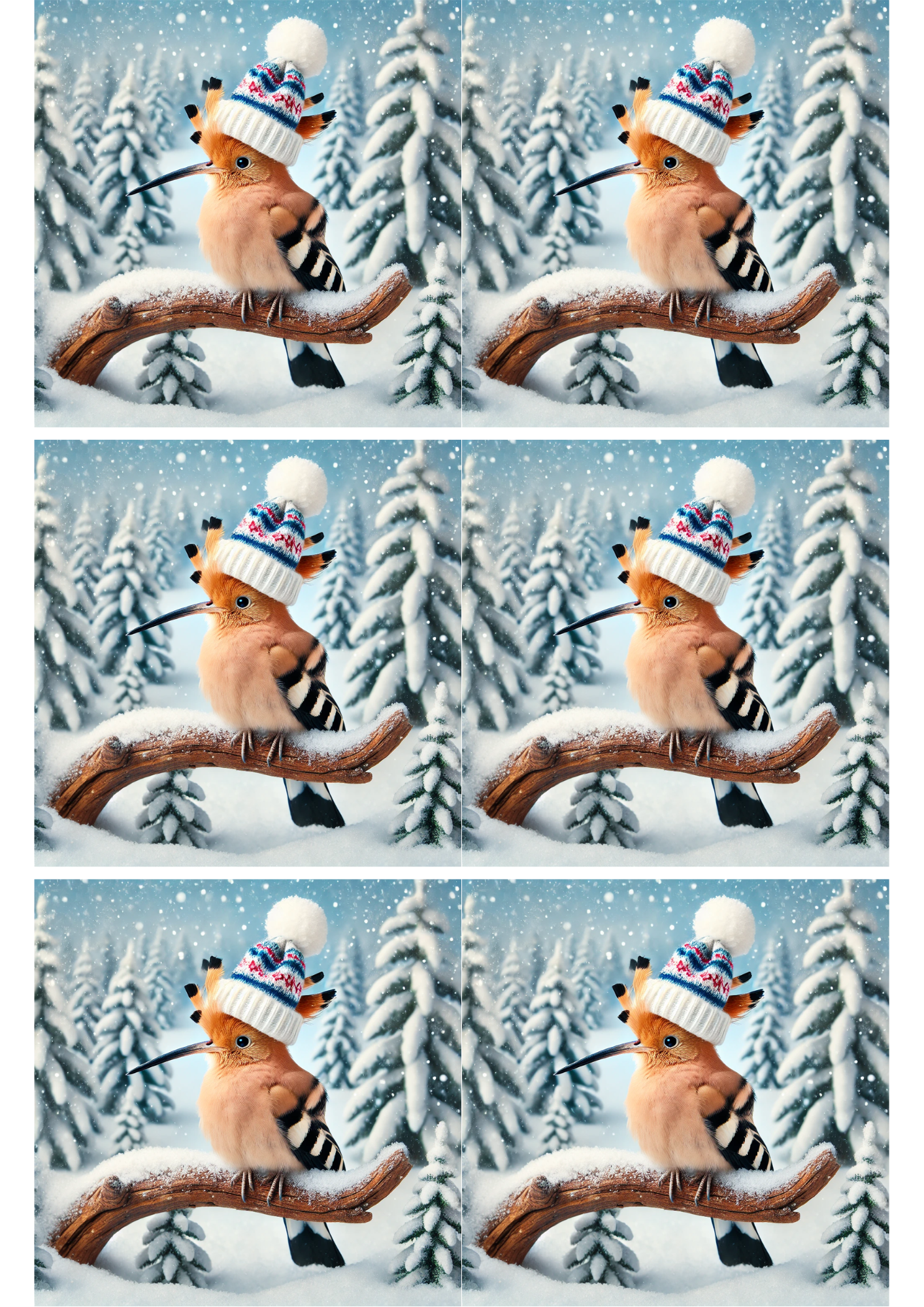 Rice Paper for Decoupage Hoopoe in Winter Collage Cat. No. 1829