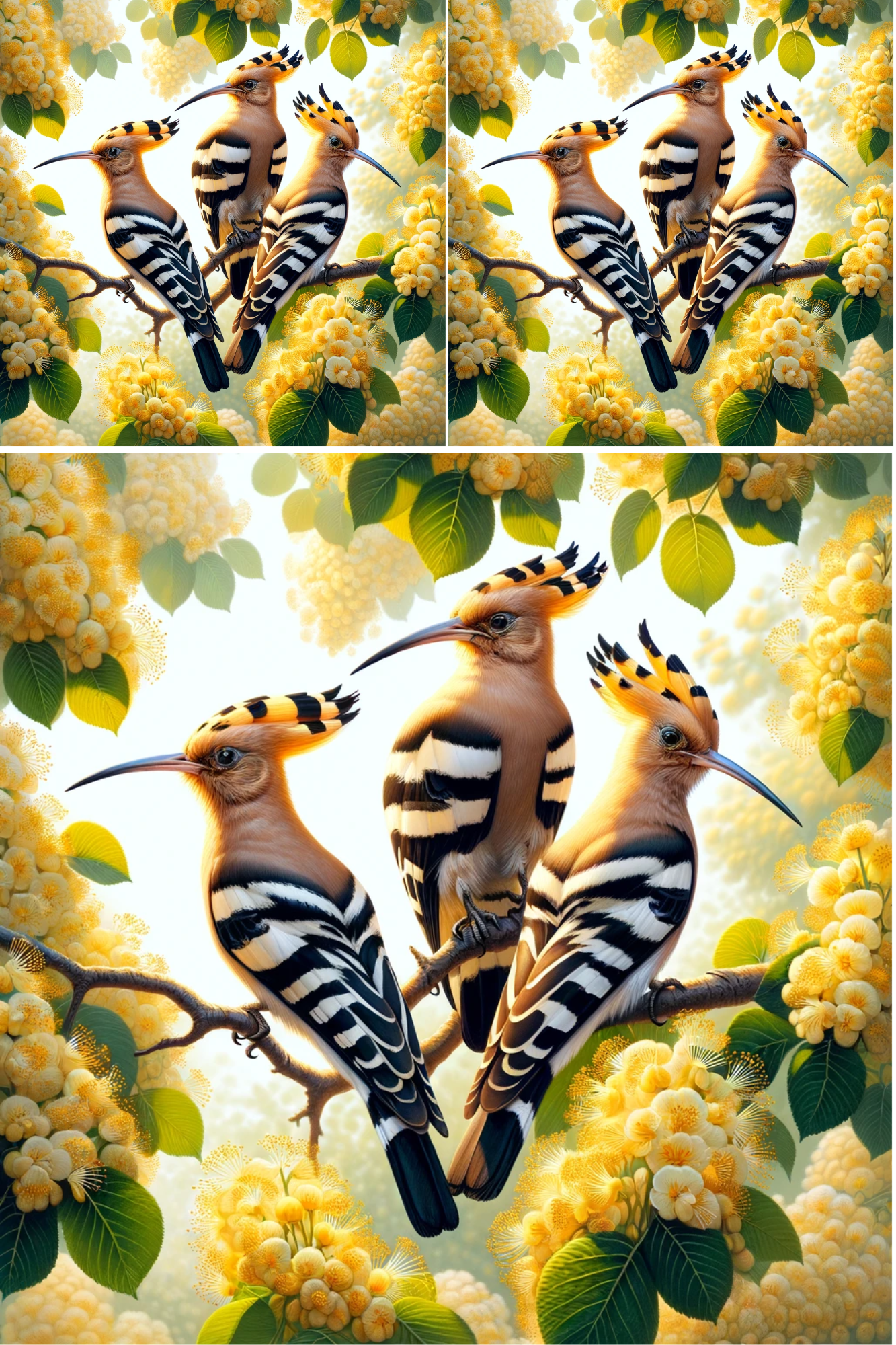 Rice Paper for Decoupage Hoopoe on a Blooming Linden Tree Collage Cat. No. 527