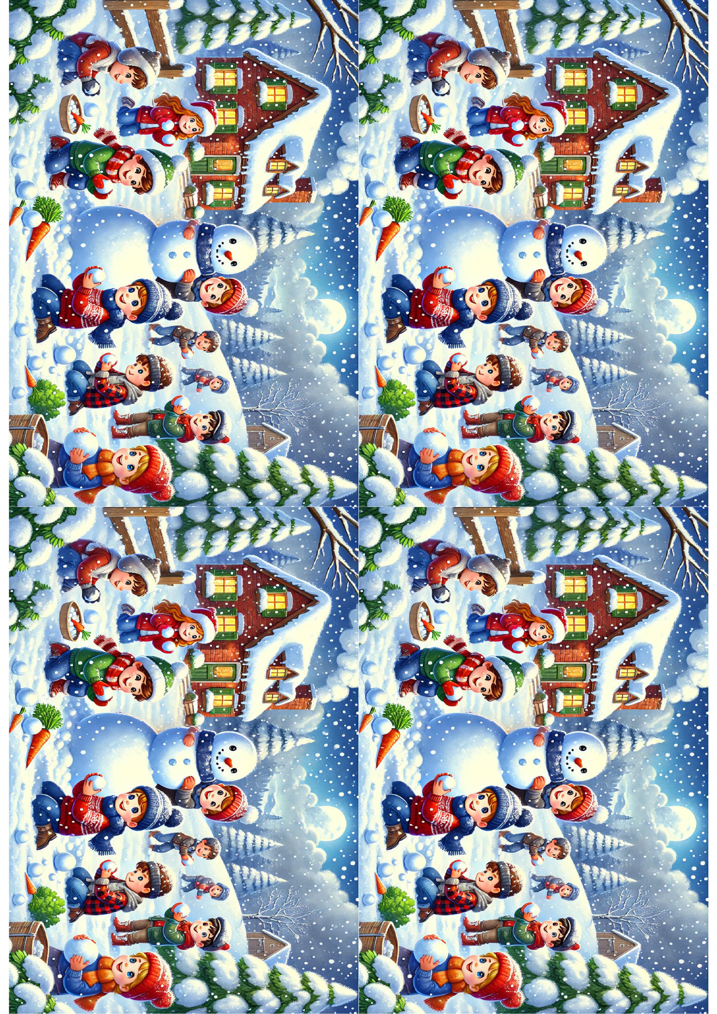 Reispapier für Decoupage Kinder basteln eine Schneemann-Collage Kat. Nr. 1508