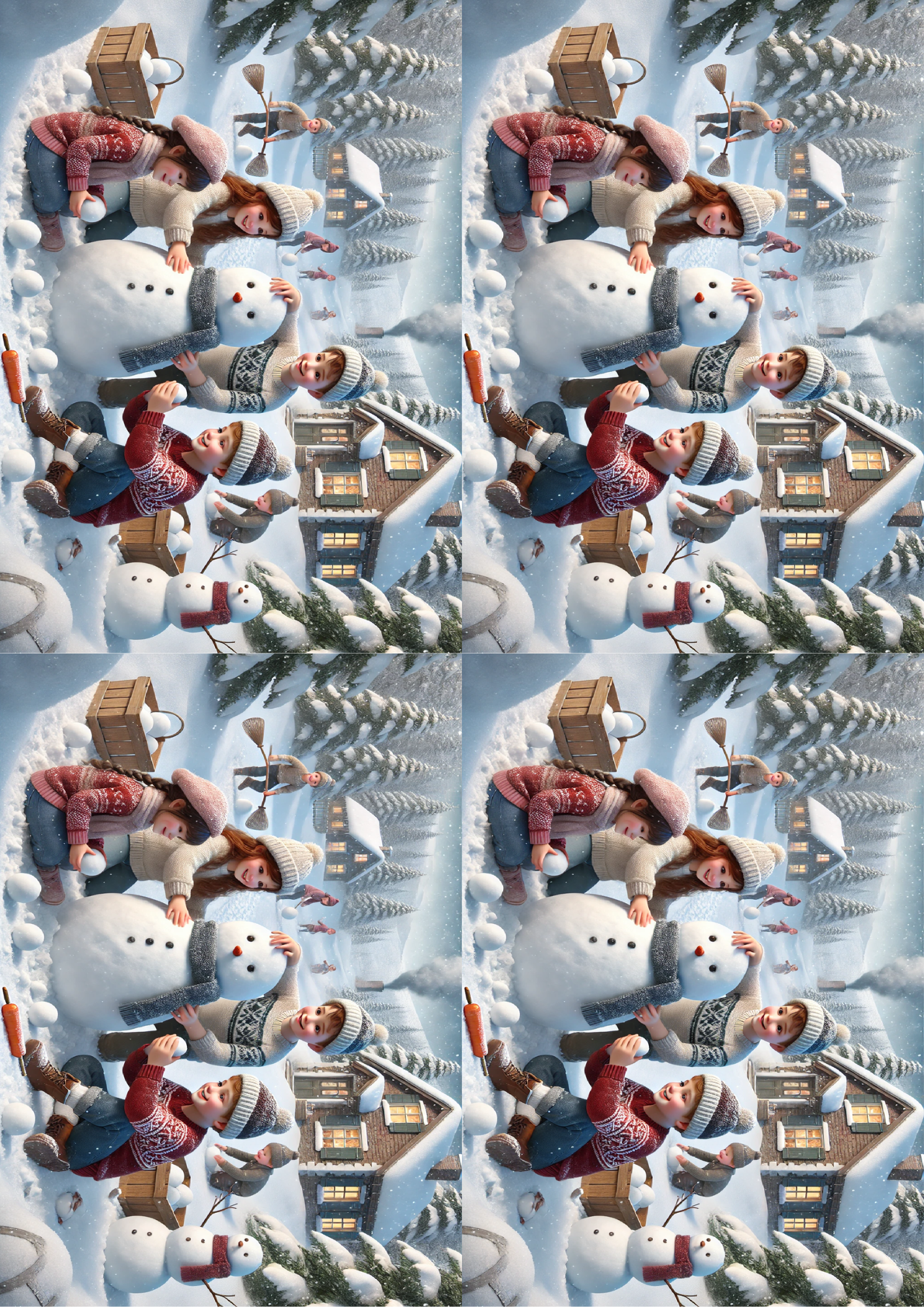 Reispapier für Decoupage Kinder machen Schneemann realistische Collage Kat. Nr. 1510