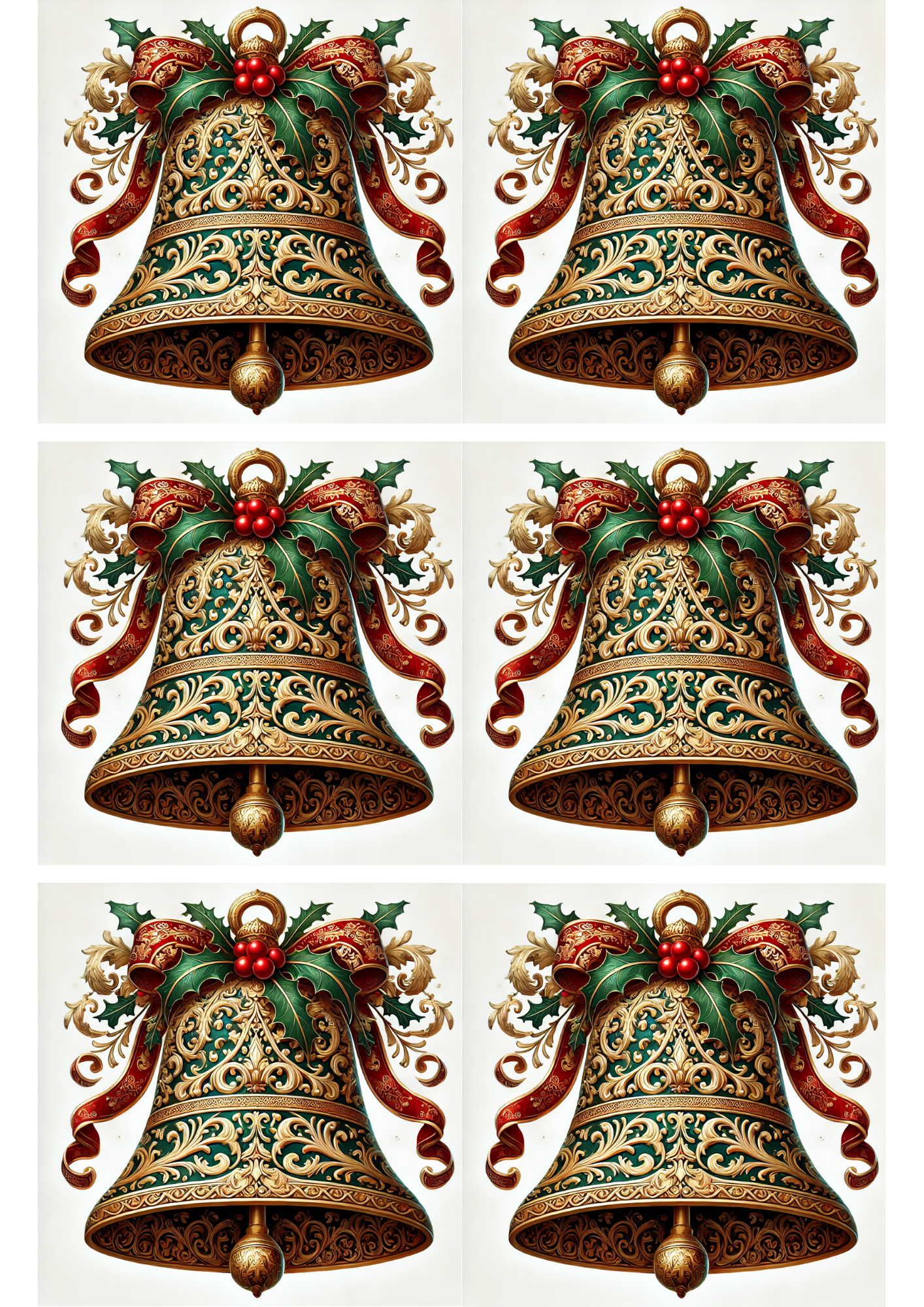 Rice Paper For Decoupage Baroque Christmas Bell 5 Collage Cat. No. 2797