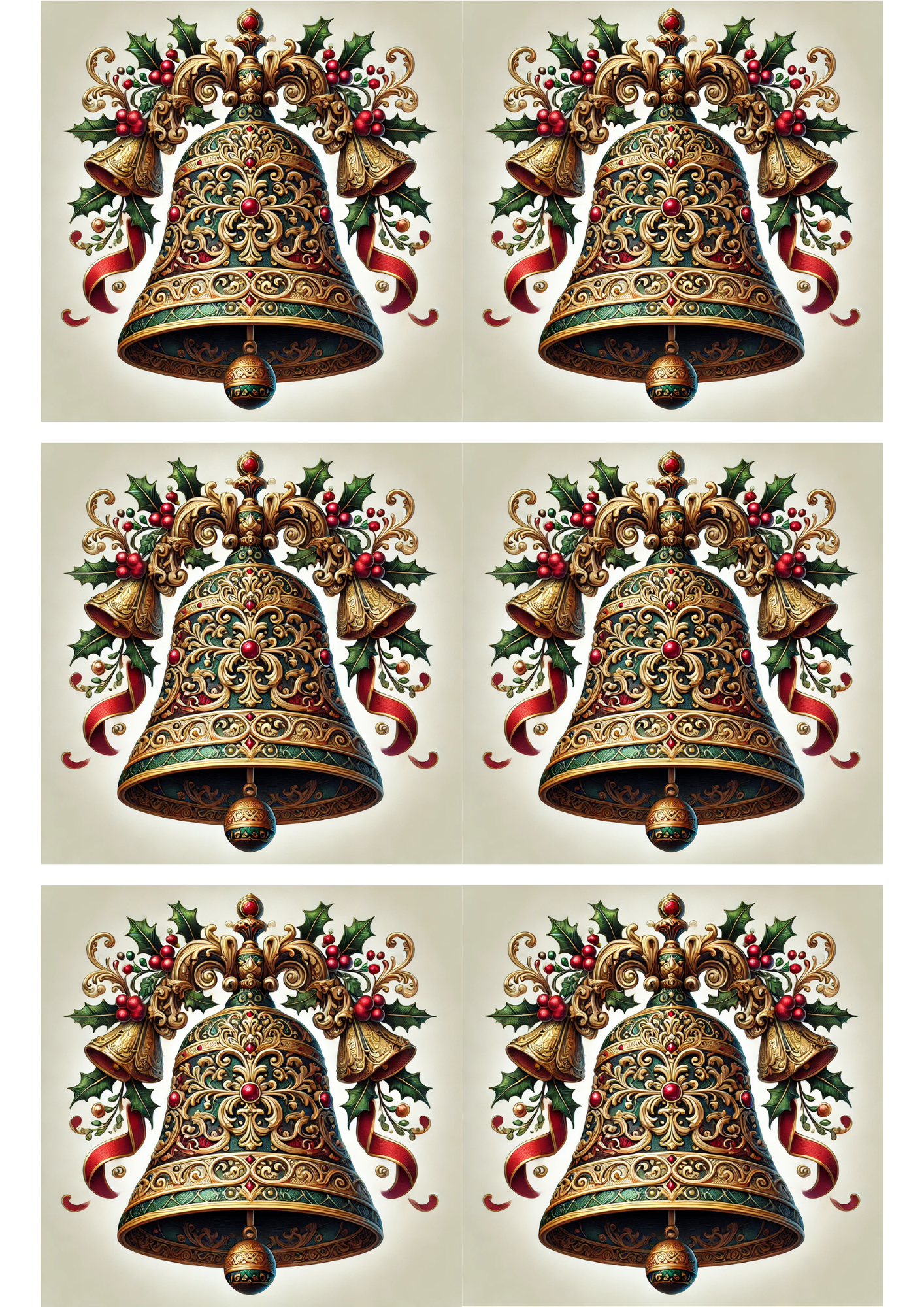 Papel de arroz para decoupage Collage de campanas navideñas barrocas 2 Cat. No. 2791