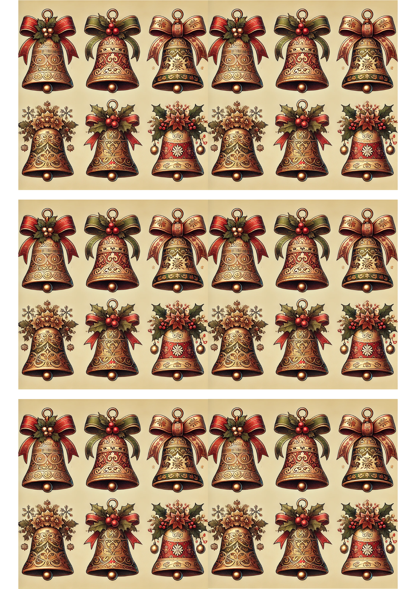 Papel de arroz para decoupage Collage de campanas navideñas barrocas N.º de catálogo 2799