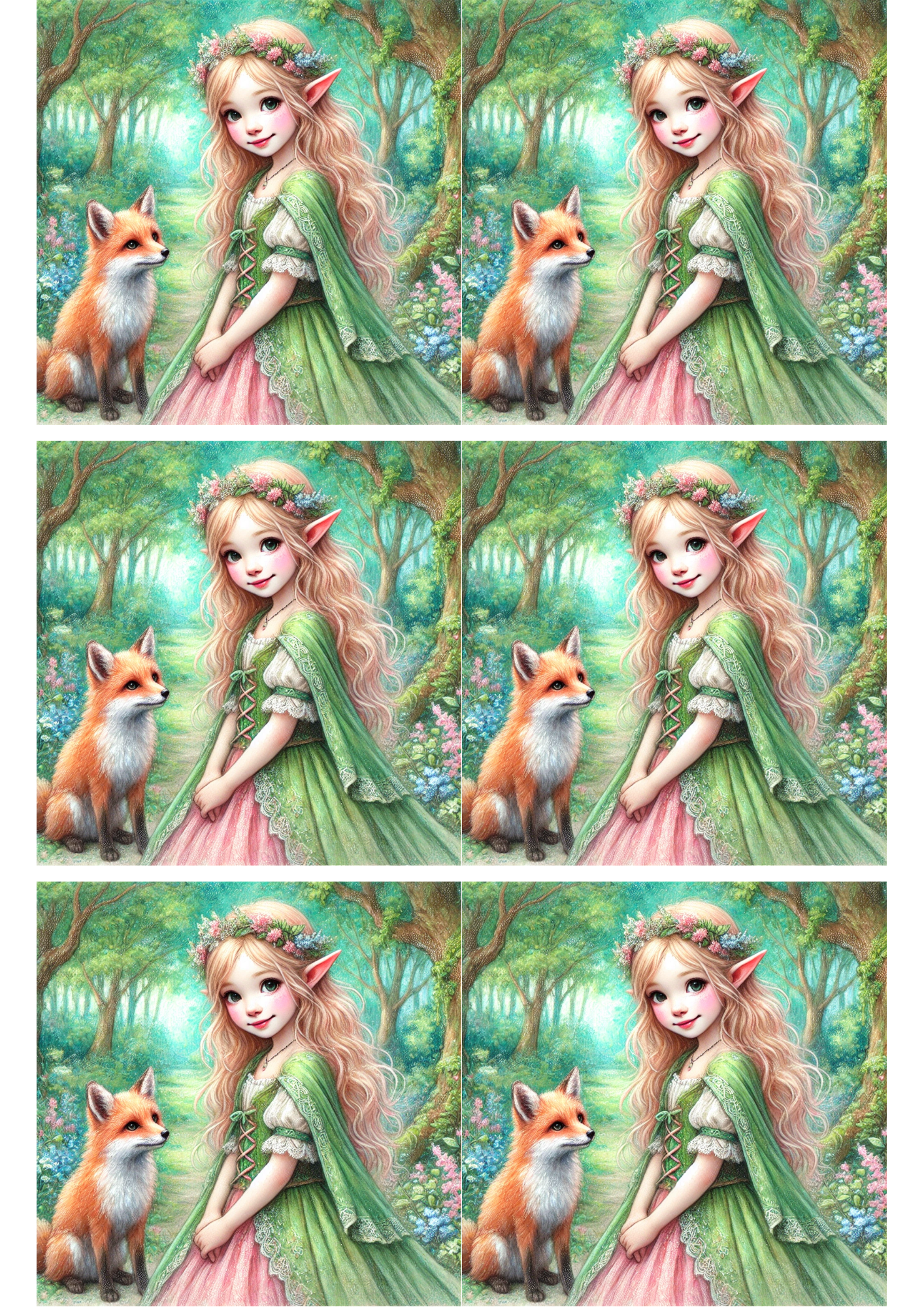 Rice Paper for Decoupage Fox And Forest Elf Collage Cat. No. 1876