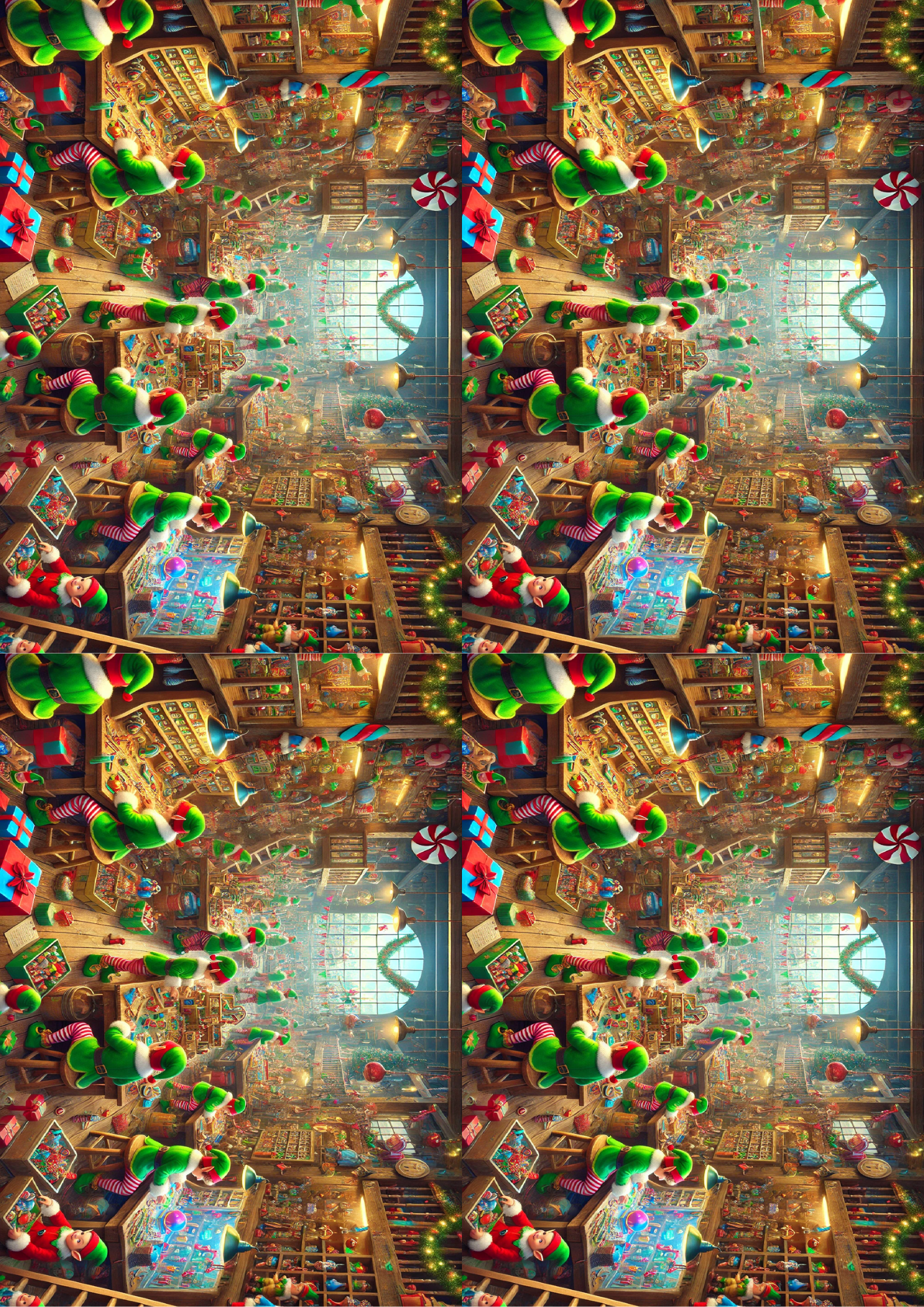 Rice Paper for Decoupage Elves Work In Toy Factory Collage Cat. No. 1518