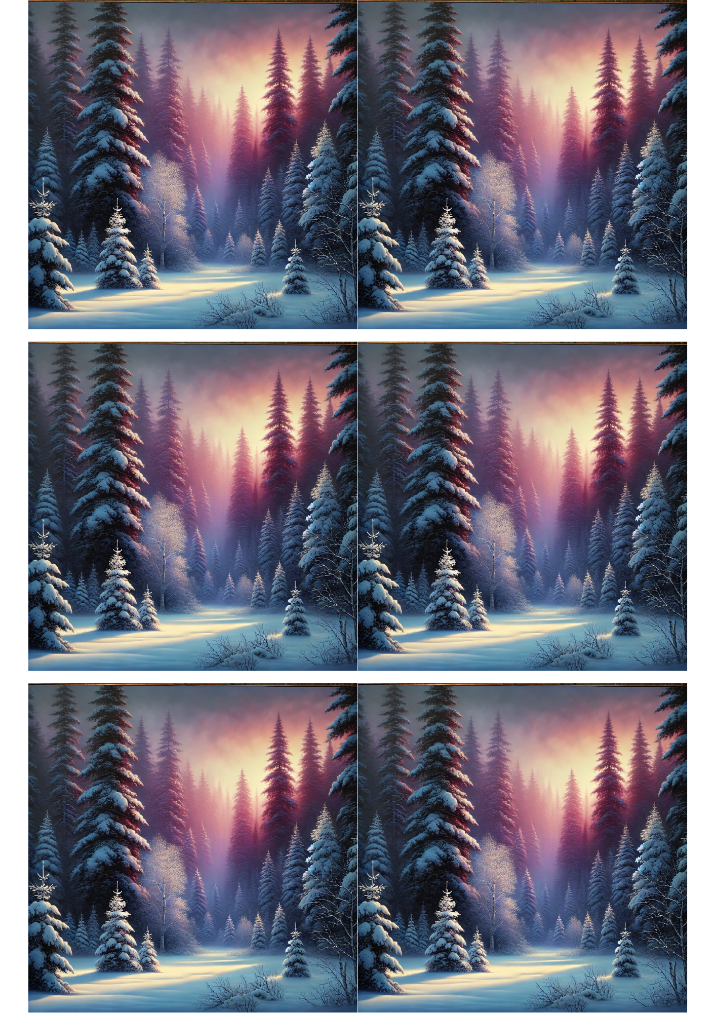 Rice Paper for Decoupage Winter Forest Collage Cat. No. 1892