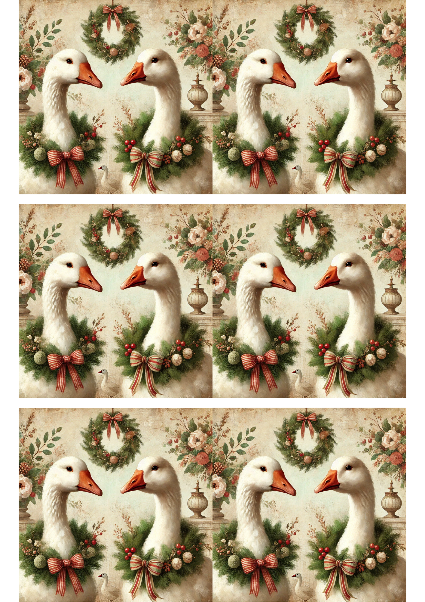 Papel de arroz para decoupage Gansos navideños 2 Collage Cat. No. 2995
