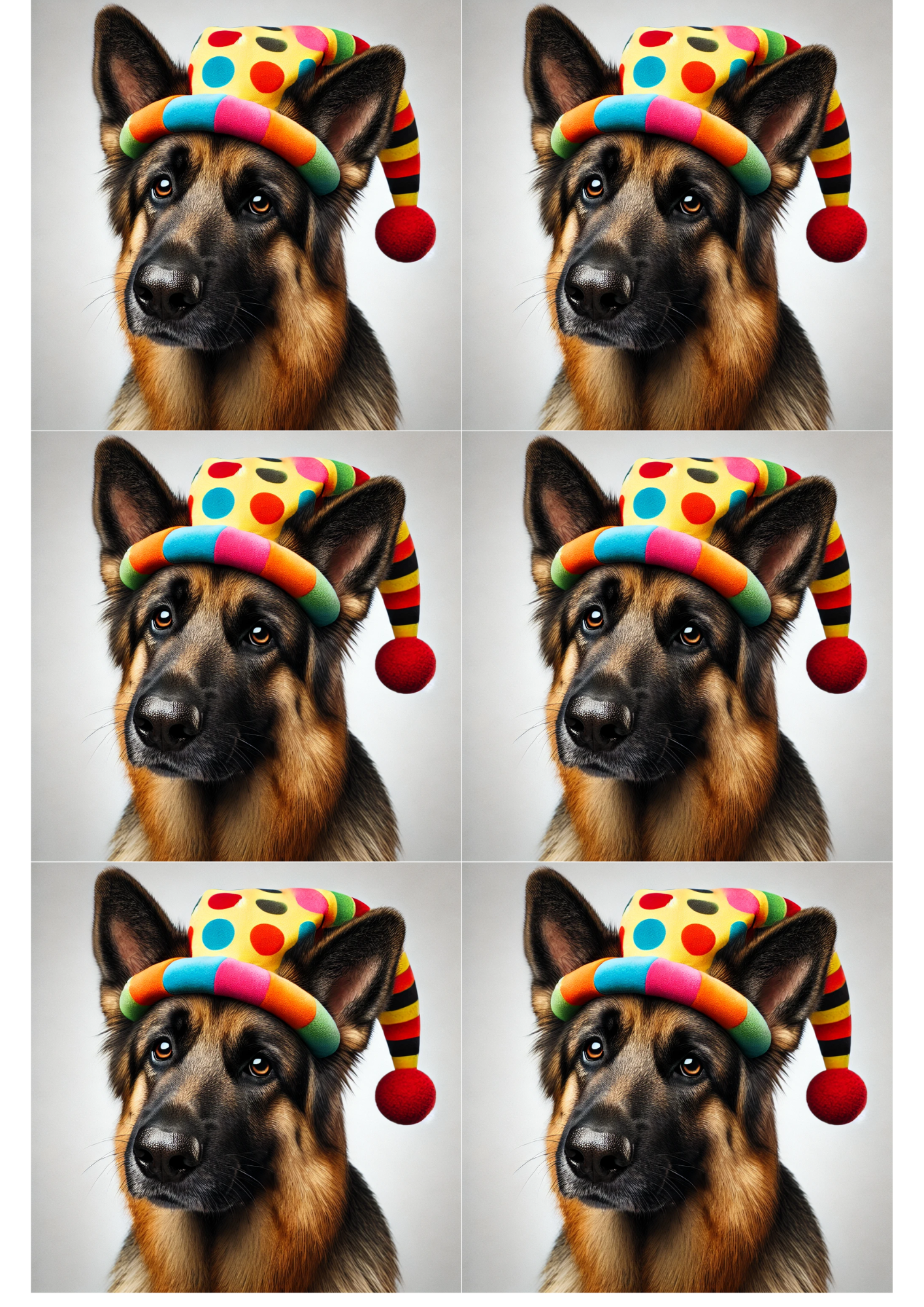 Rice Paper For Decoupage German Shepherd in a Cap Collage Cat. No. 2579