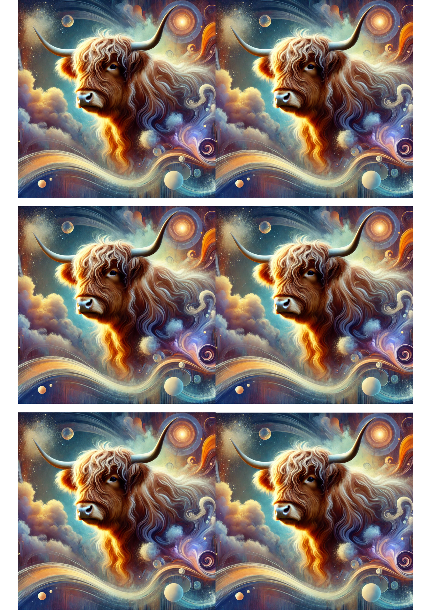 Rice Paper For Decoupage Highland Cow Surreal 2 Collage Cat. No. 2831