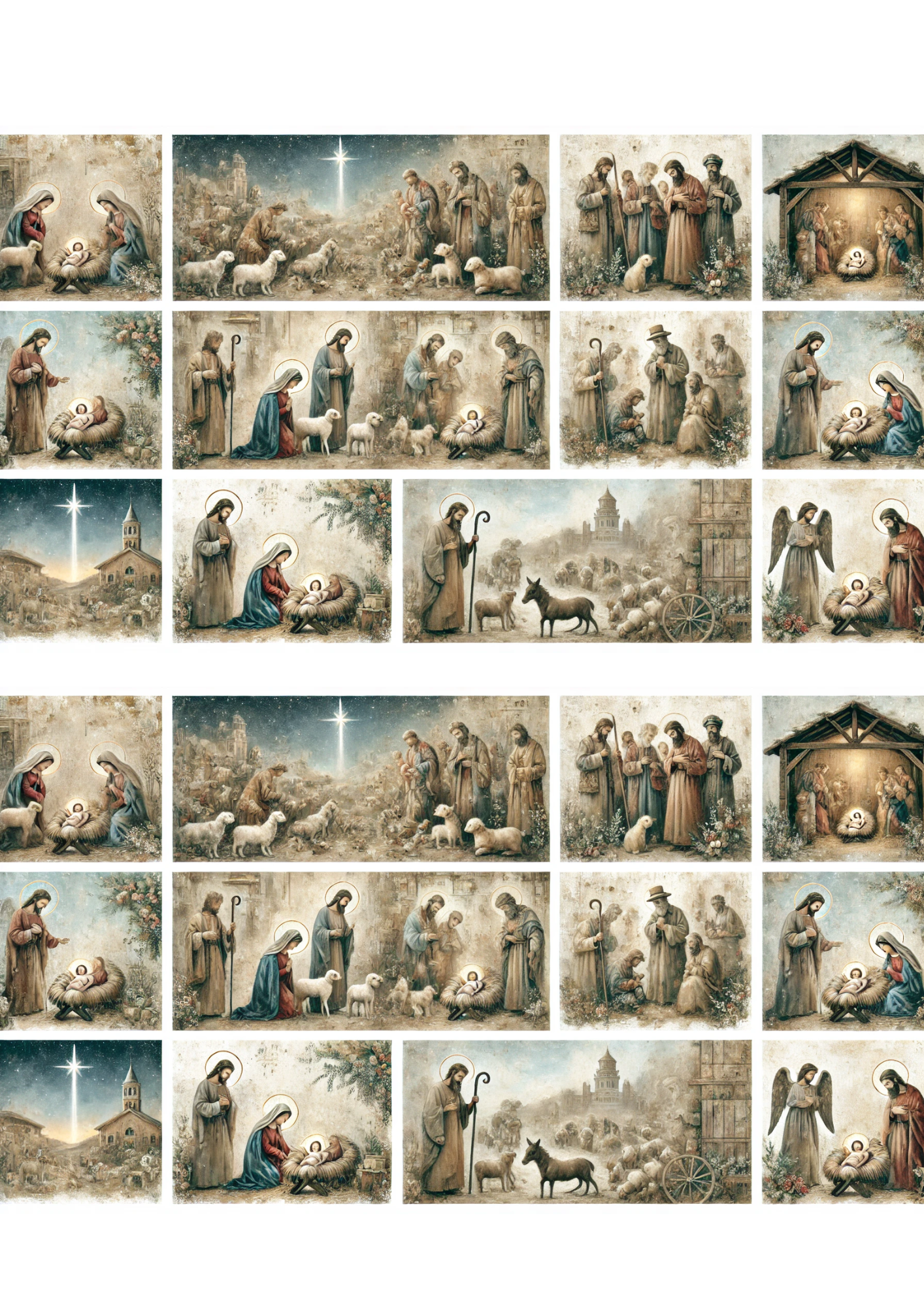 Rice Paper For Decoupage Birth of Jesus Collage Cat. No. 3023