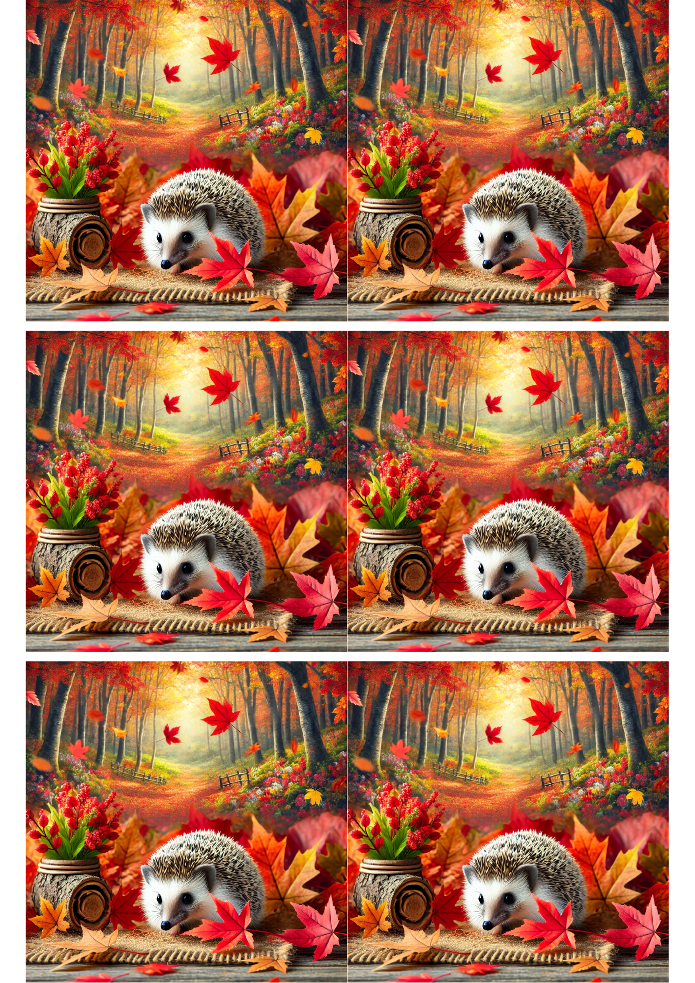 Reispapier für Decoupage-Collage „Igel im Herbst“ Kat. Nr. 1970