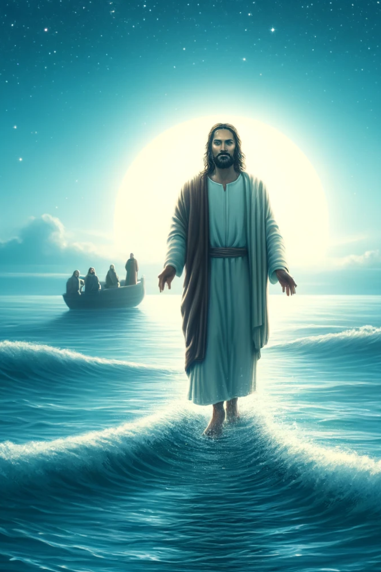 Rice Paper for Decoupage Jesus Walks on Water, Full, Cat. No. 568