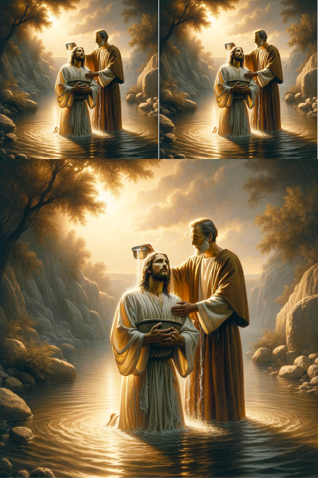 Rice Paper for Decoupage Jesus Baptized by Saint John Collage Cat. No. 569