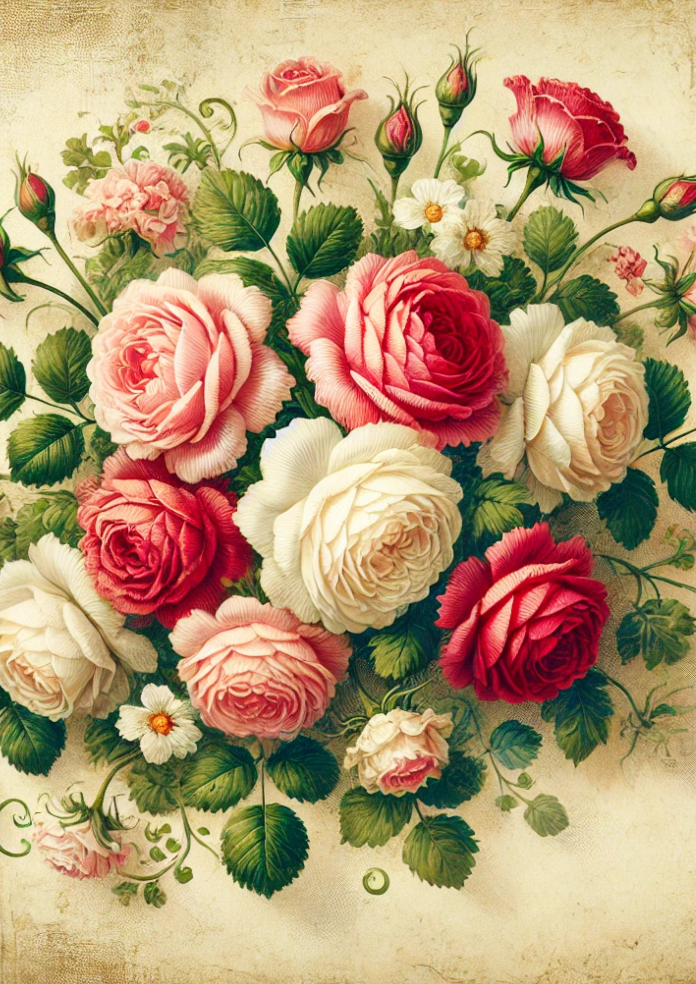 Rice Paper for Decoupage Colorful Roses Full Cat. No. 2019