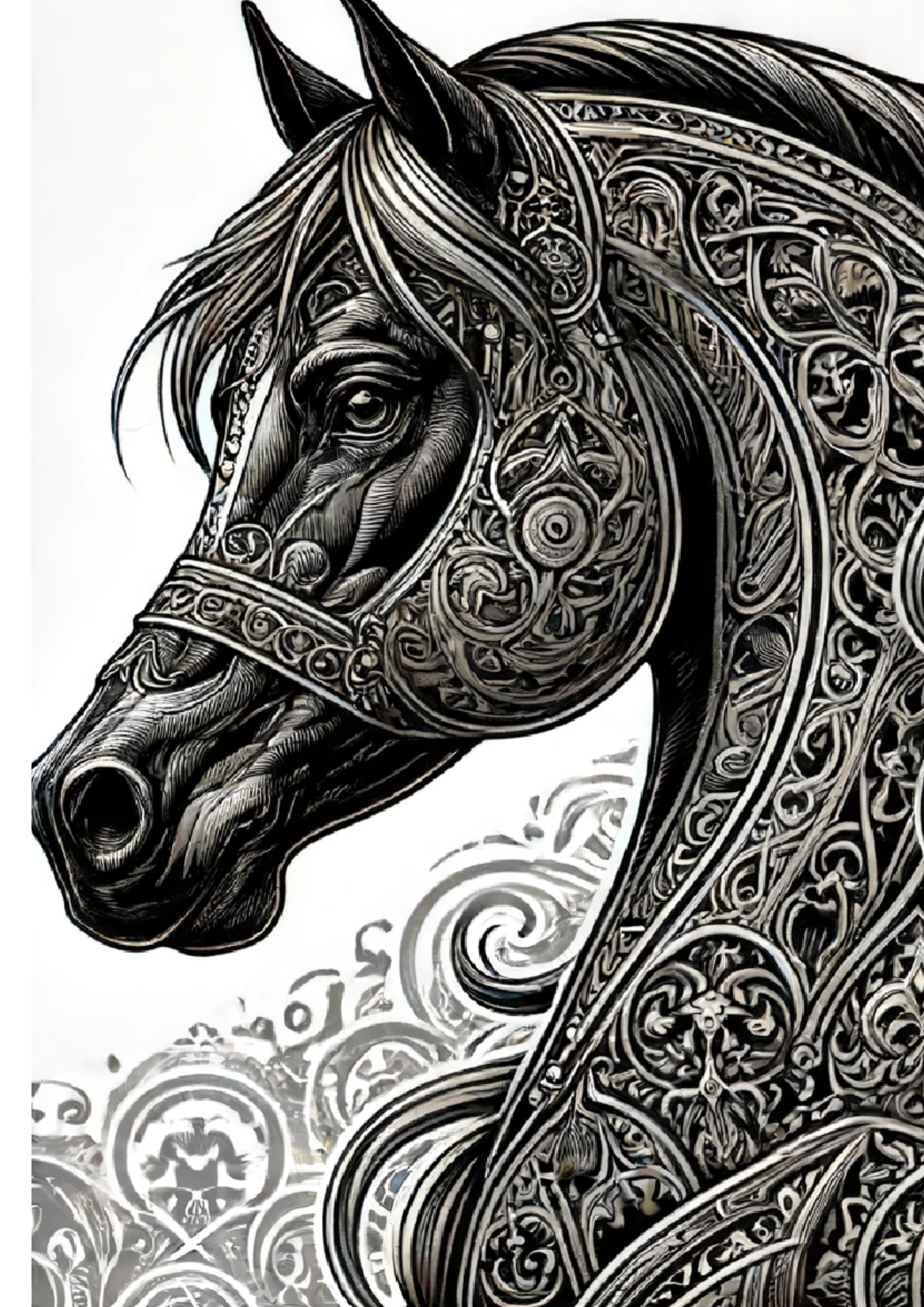 Rice Paper For Decoupage Horse In Gothic Style Full Cat. No. 1195