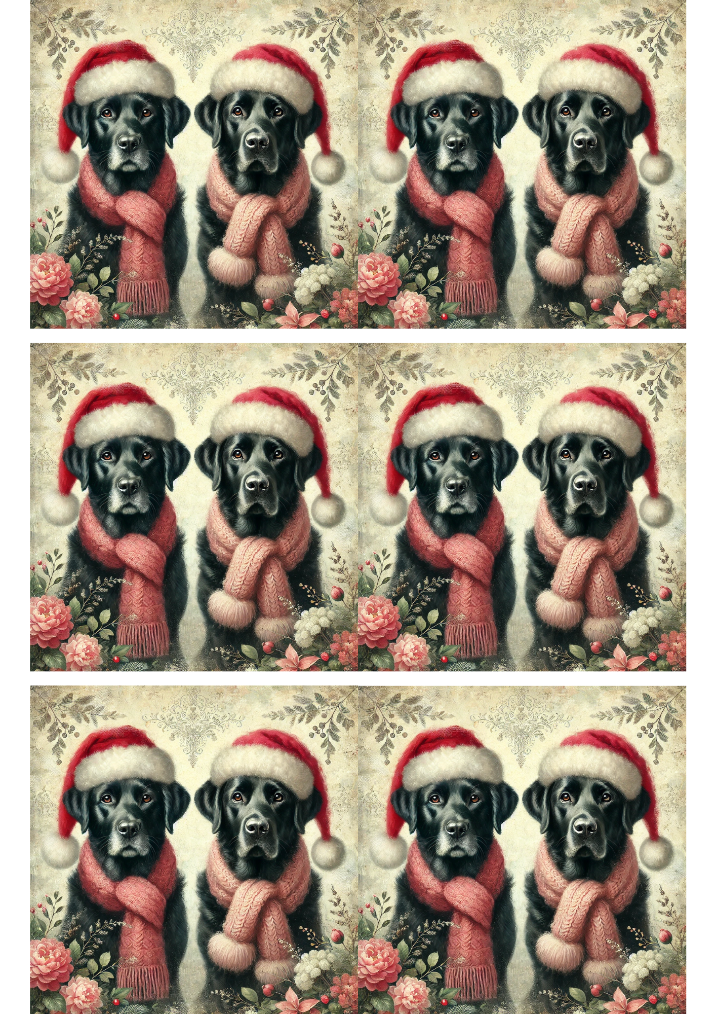 Collage de labradores con sombreros en papel de arroz para decoupage, n.º de cat. 2863