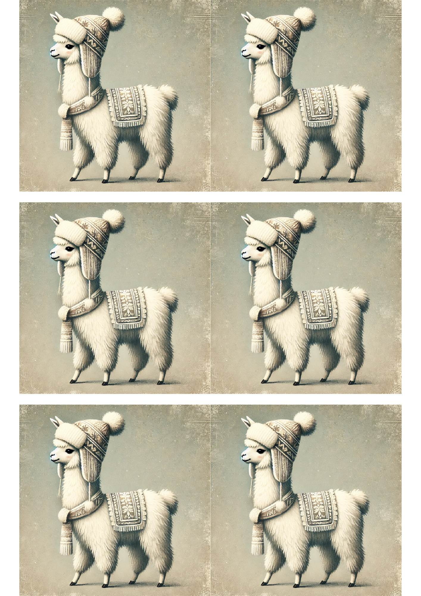 Rice Paper for Decoupage Llama Vintage Collage Cat. No. 1680