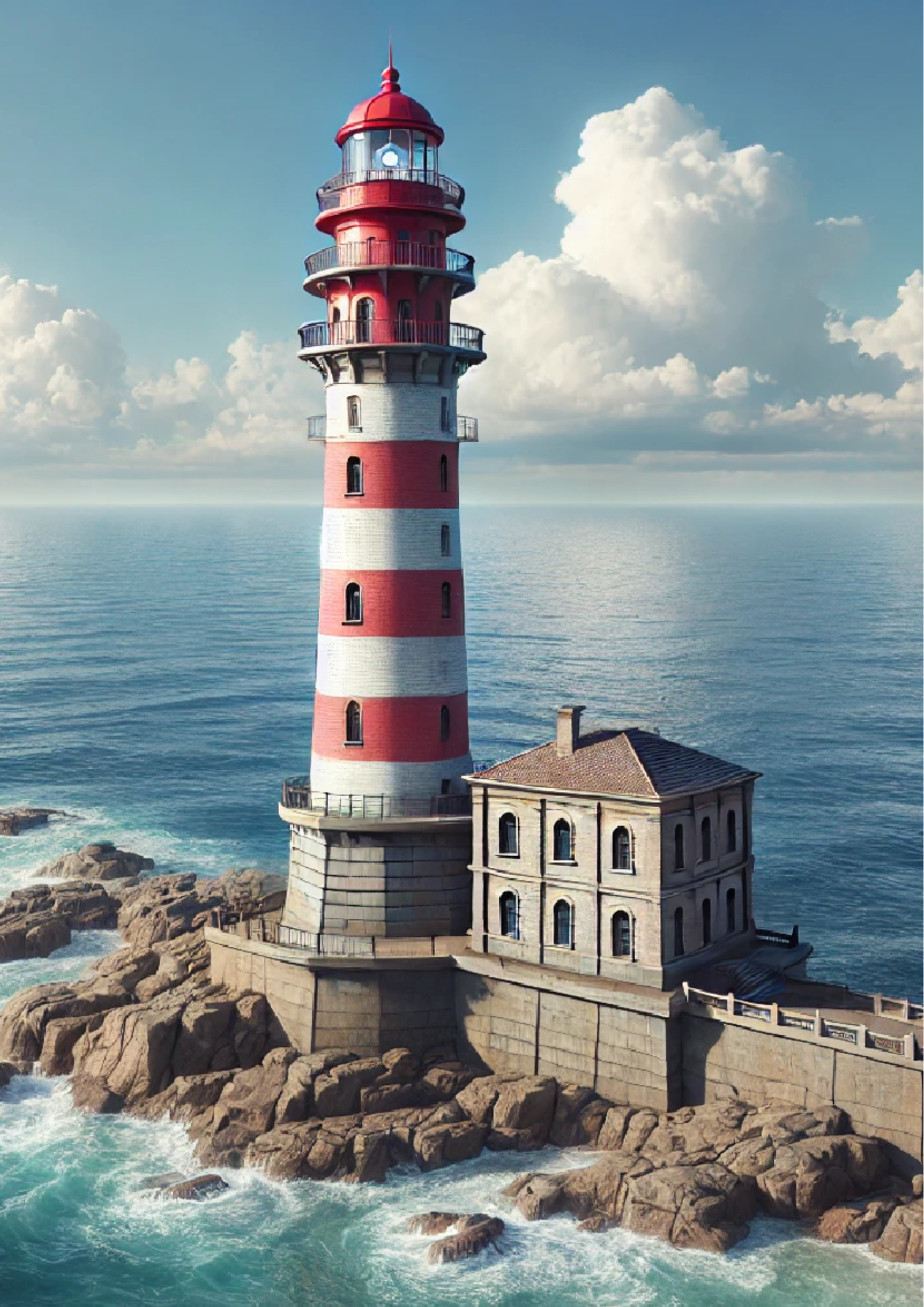 Rice Paper for Decoupage Lighthouse On Breakwater Full Cat. No. 1318