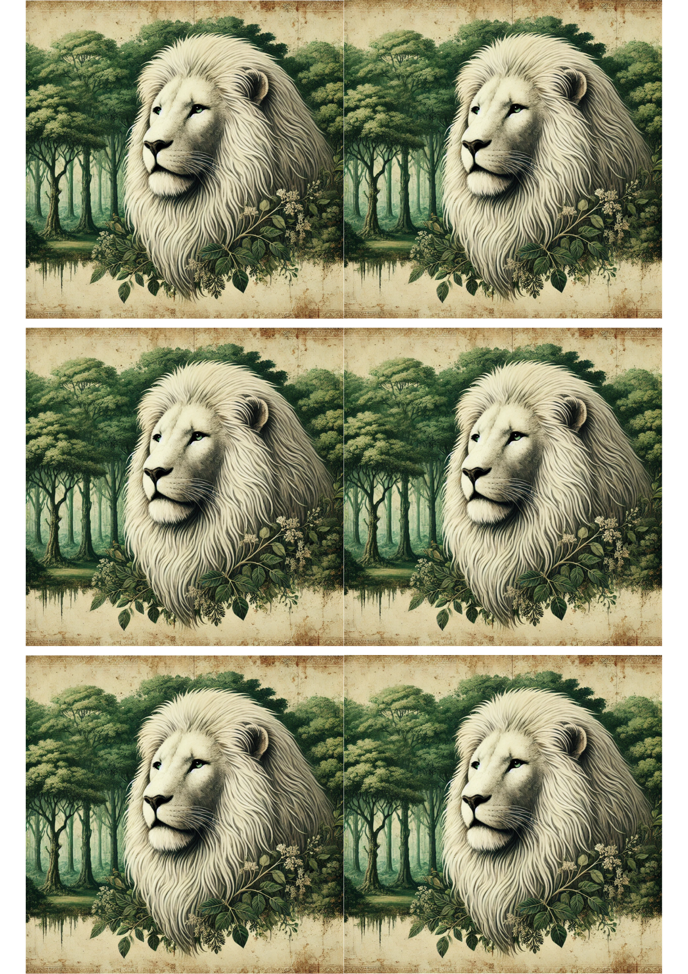 Rice Paper For Decoupage Lion Vintage Collage, Cat. No. 2082