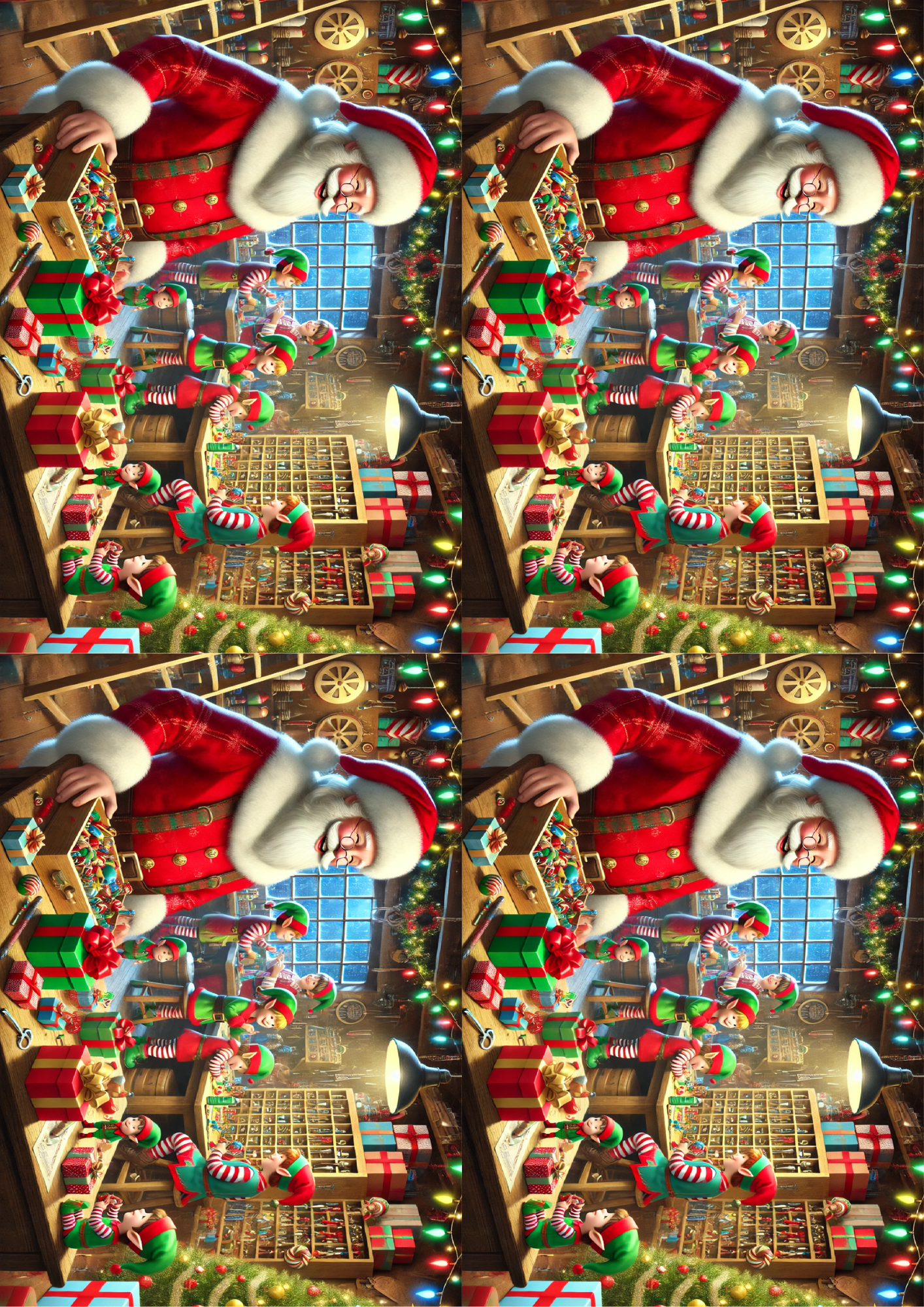 Rice Paper for Decoupage Santa Claus Makes Gifts Collage Cat. No. 1552